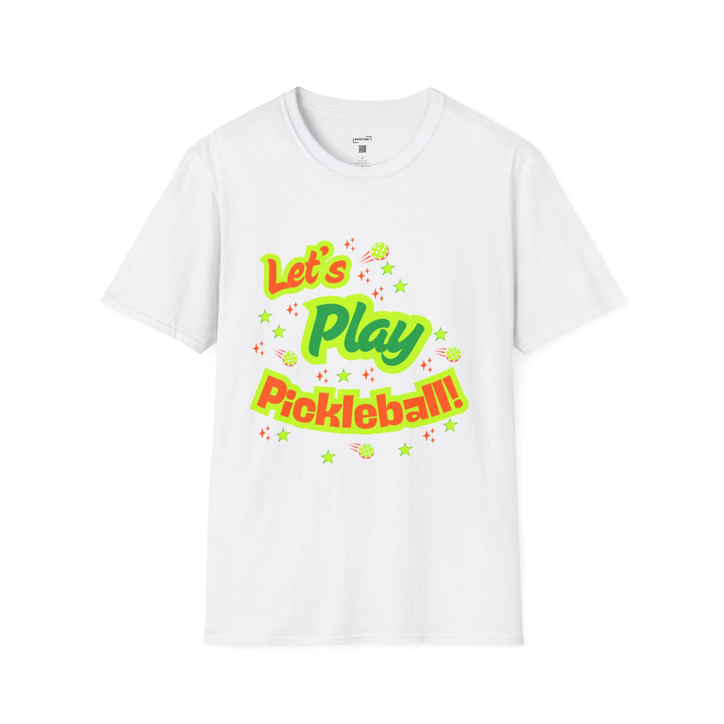 Neon Let's Play Pickleball! T-Shirt | Fun Unisex Cotton Tee | Vibrant Active Sport Graphic Shirt | Gift for Men & Women