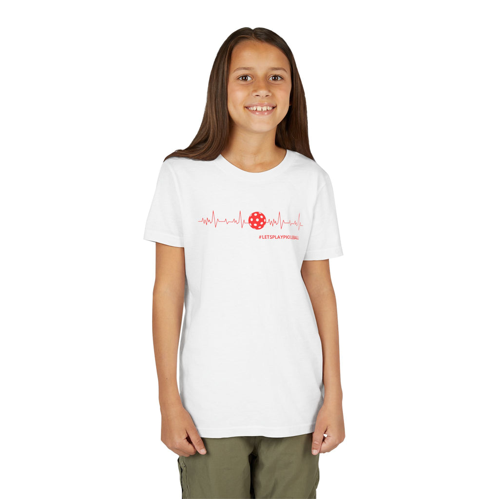 Youth Pickleball T-shirt | Heartbeat #LetsPlayPickleball Shirt  | Kids Sports Tee for Boys & Girls | Soft & Comfy