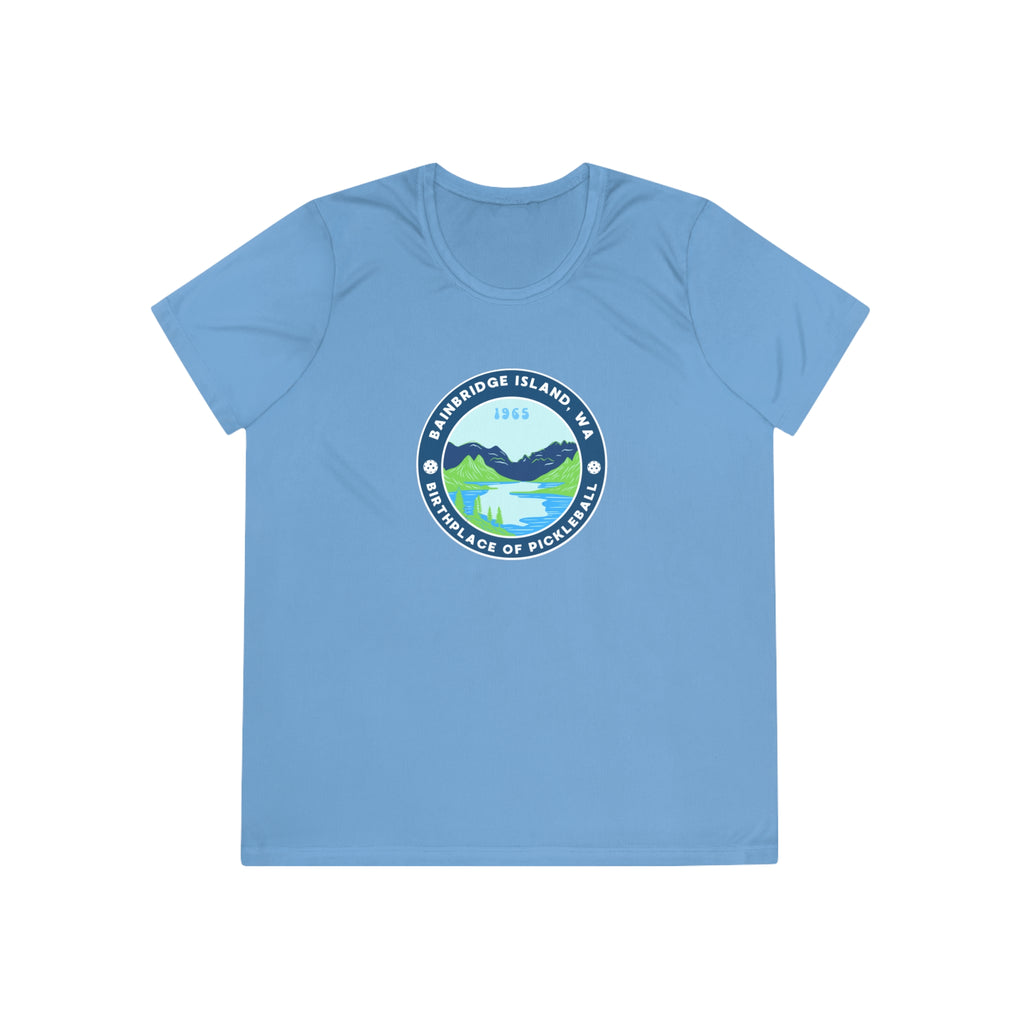 Women's Moisture Wicking Performance Semi-Fitted T-shirt | Bainbridge Island, WA the Birthplace of Pickleball Tee
