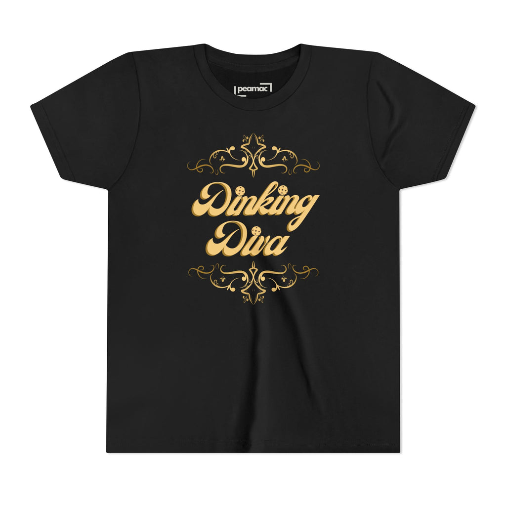 Youth Gold Dinking Diva T-Shirt | Fun Kids Tee For Pickleball, Parties, Birthdays, And Everyday Wear | Gift For Girls