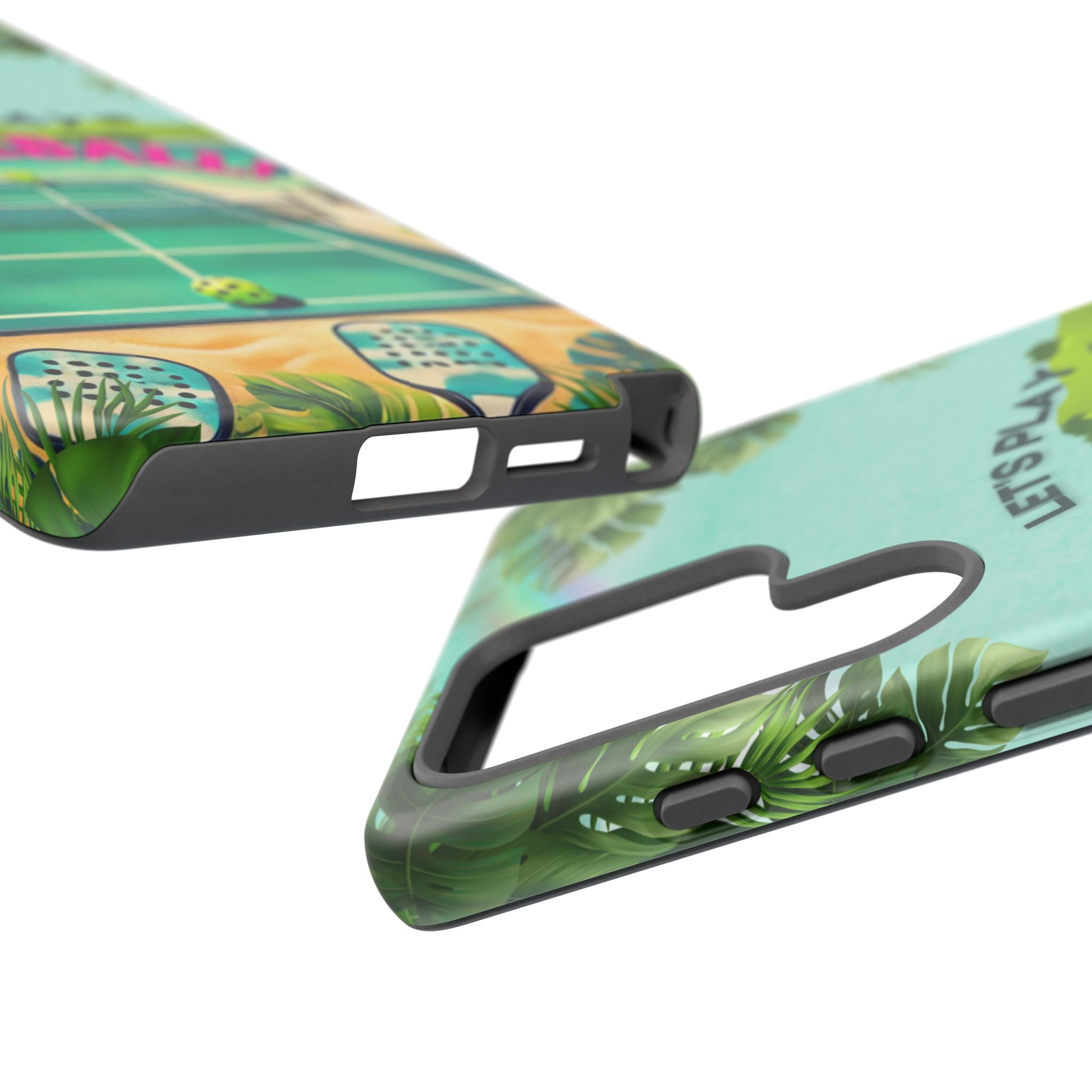 Tough Dual Layer Phone Case for Samsung Galaxy S25 Tropical Pickleball Case Supports Wireless Charging, Gift for Players