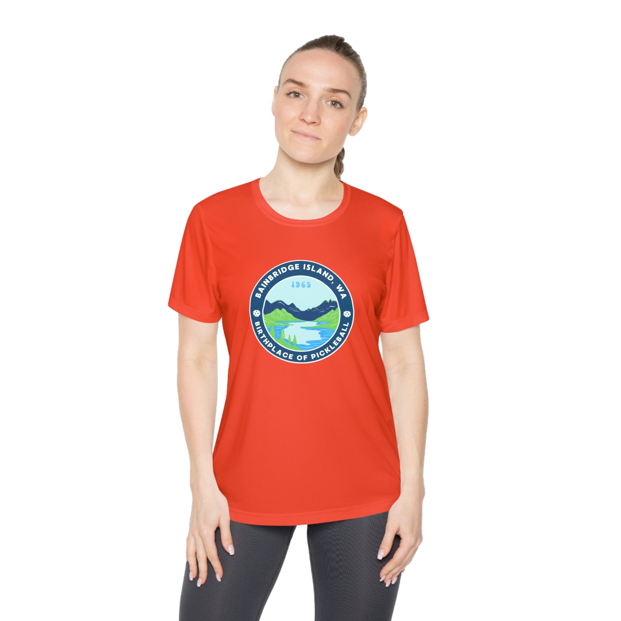 Women's Moisture Wicking Performance Semi-Fitted T-shirt | Bainbridge Island, WA the Birthplace of Pickleball Tee