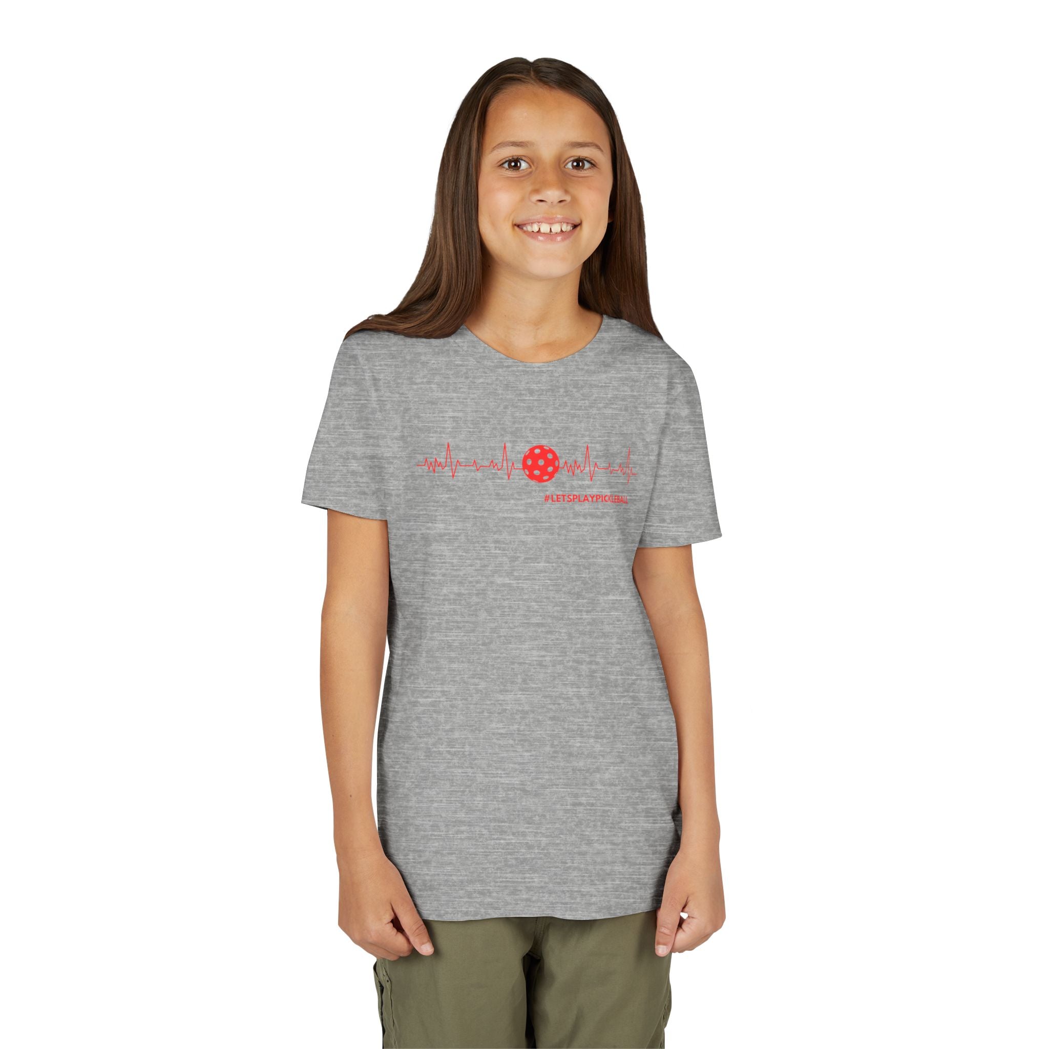 Youth Pickleball T-shirt | Heartbeat #LetsPlayPickleball Shirt  | Kids Sports Tee for Boys & Girls | Soft & Comfy