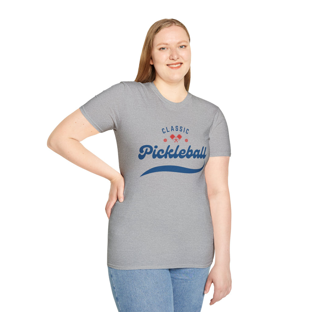 Unisex Classic Red And Blue Retro Pickleball T-Shirt | Relaxed Fit, Soft & Comfy Tee | Lightweight Activewear | Player Gift
