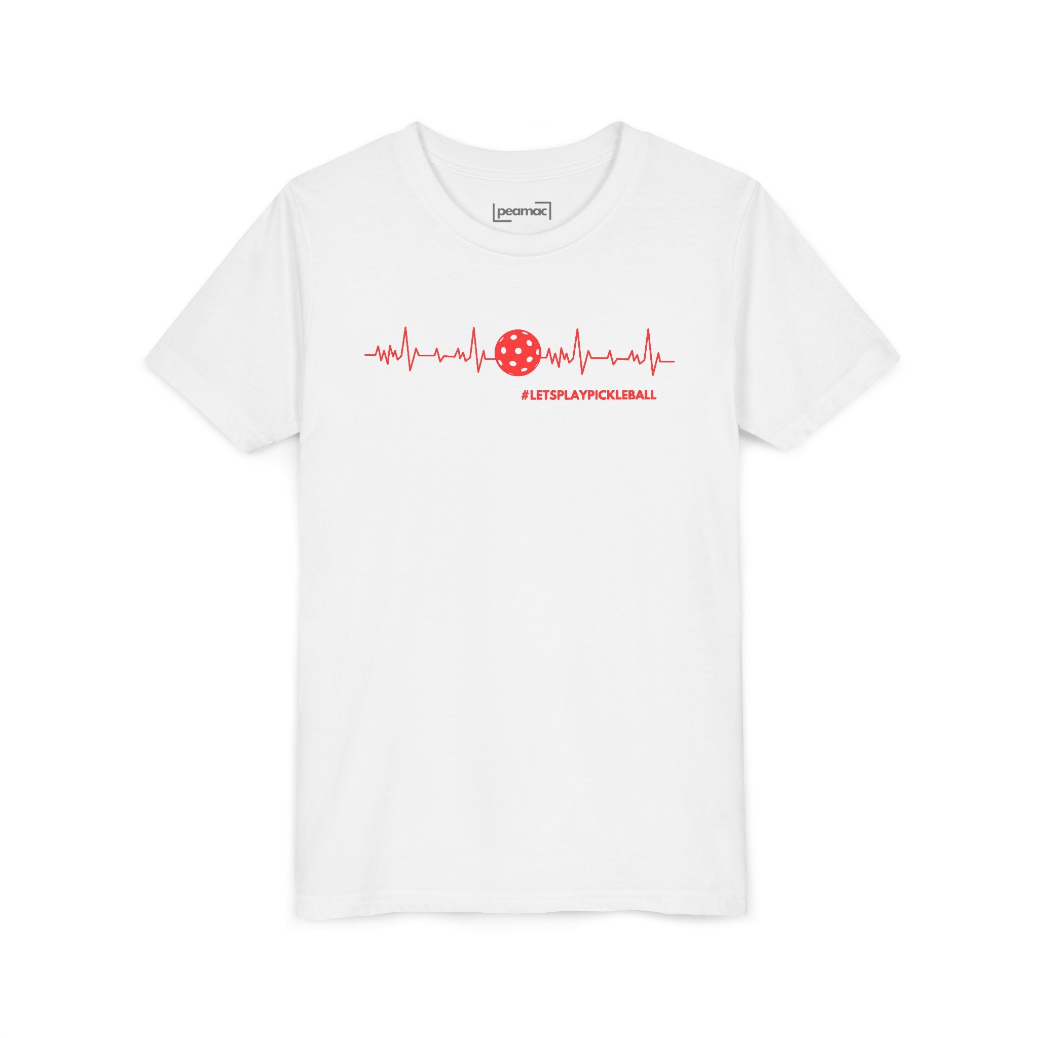 Youth Pickleball T-shirt | Heartbeat #LetsPlayPickleball Shirt  | Kids Sports Tee for Boys & Girls | Soft & Comfy