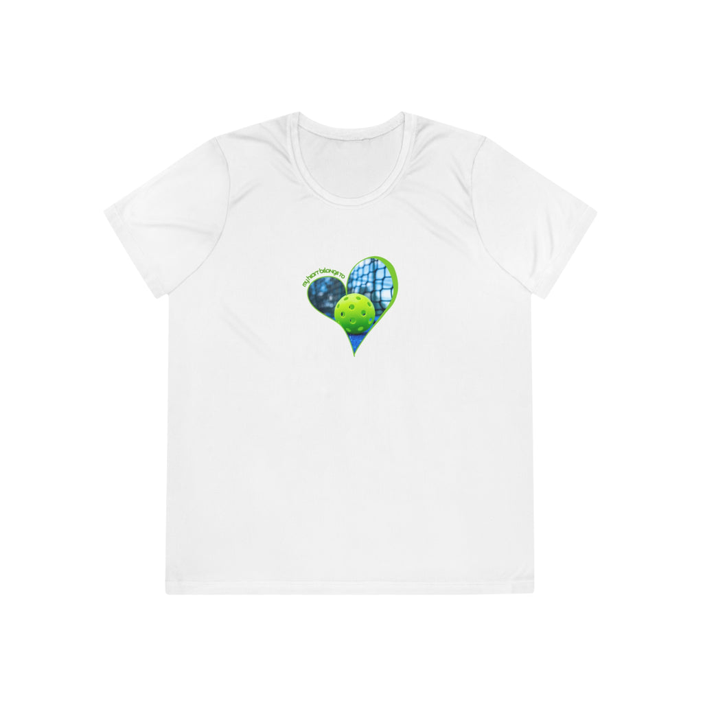 Moisture Wicking Performance Tee, My Heart Belongs To Pickleball Women's T-Shirt, Lightweight Activewear