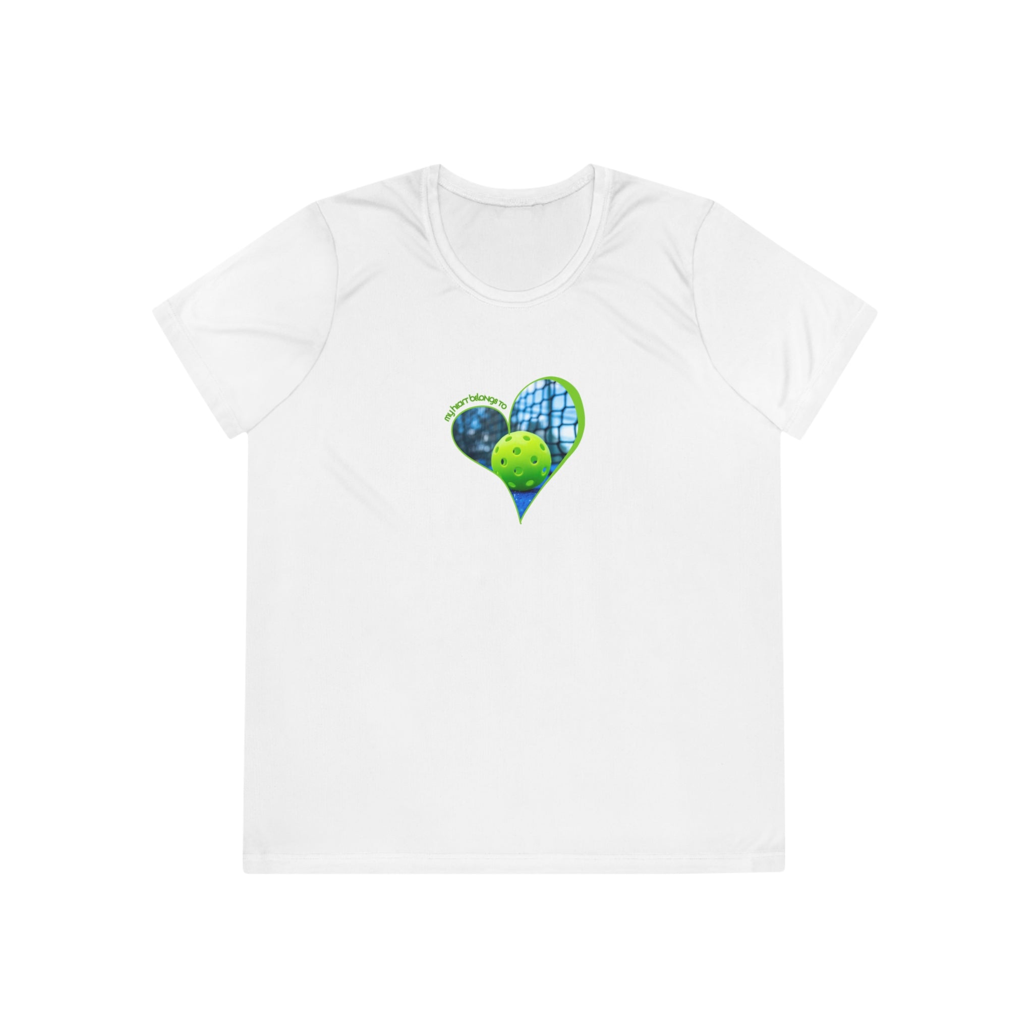 Moisture Wicking Performance Tee, My Heart Belongs To Pickleball Women's T-Shirt, Lightweight Activewear
