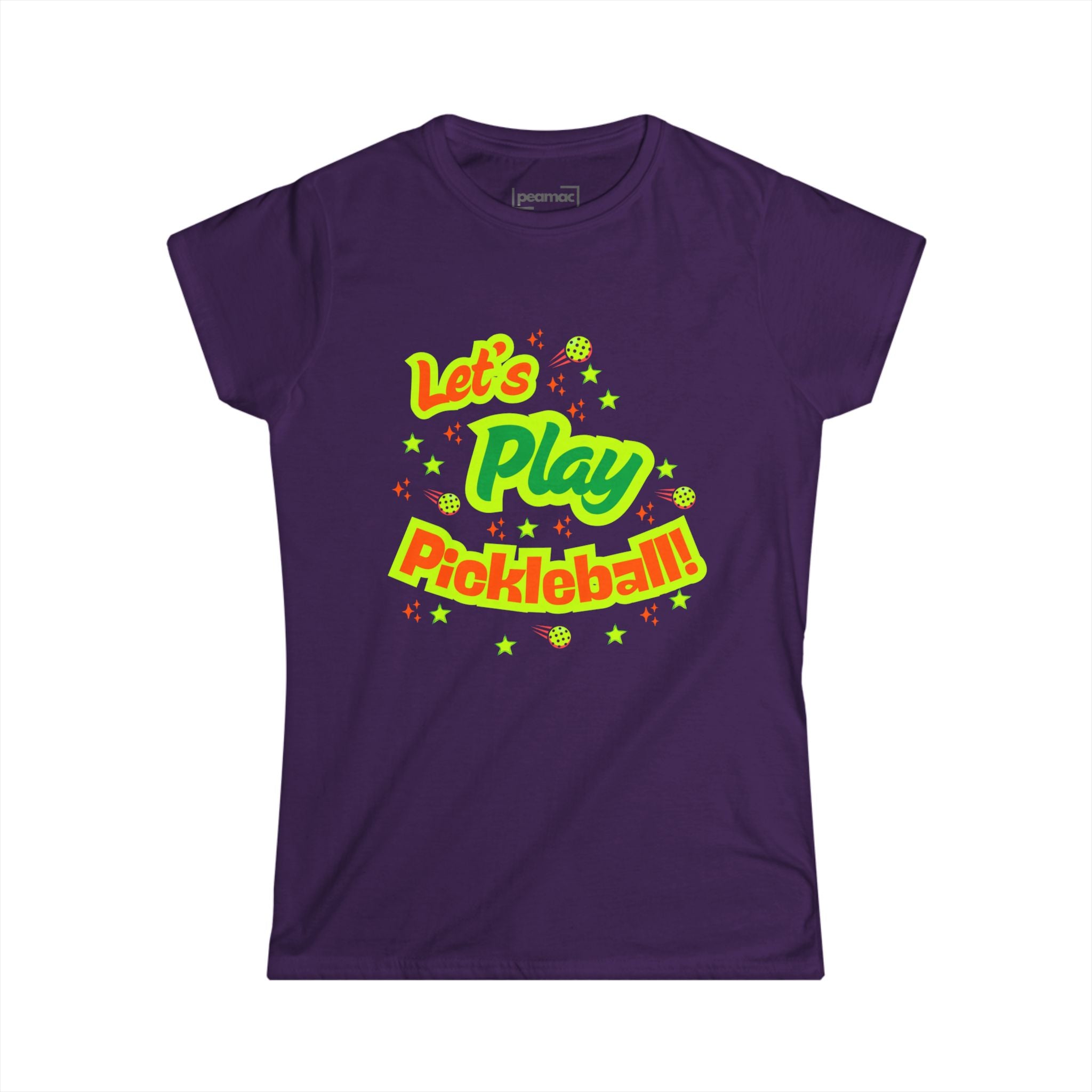 Women's Neon Let's Play Pickleball T-Shirt |  | Soft & Comfy Cotton Tee | Vibrant Active Sport Graphic Shirt | Player Gift
