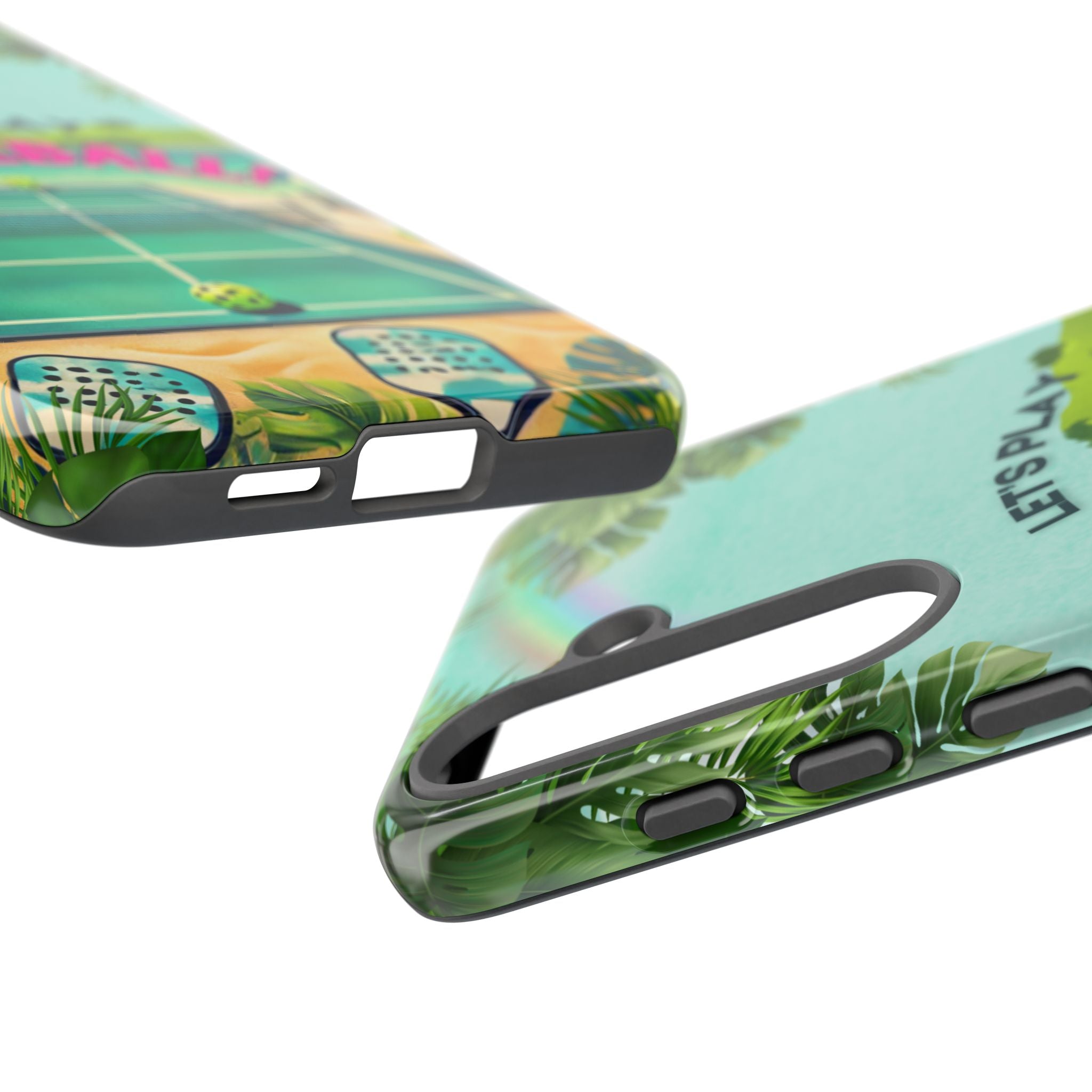 Tough Dual Layer Phone Case for Samsung Galaxy S25 Tropical Pickleball Case Supports Wireless Charging, Gift for Players