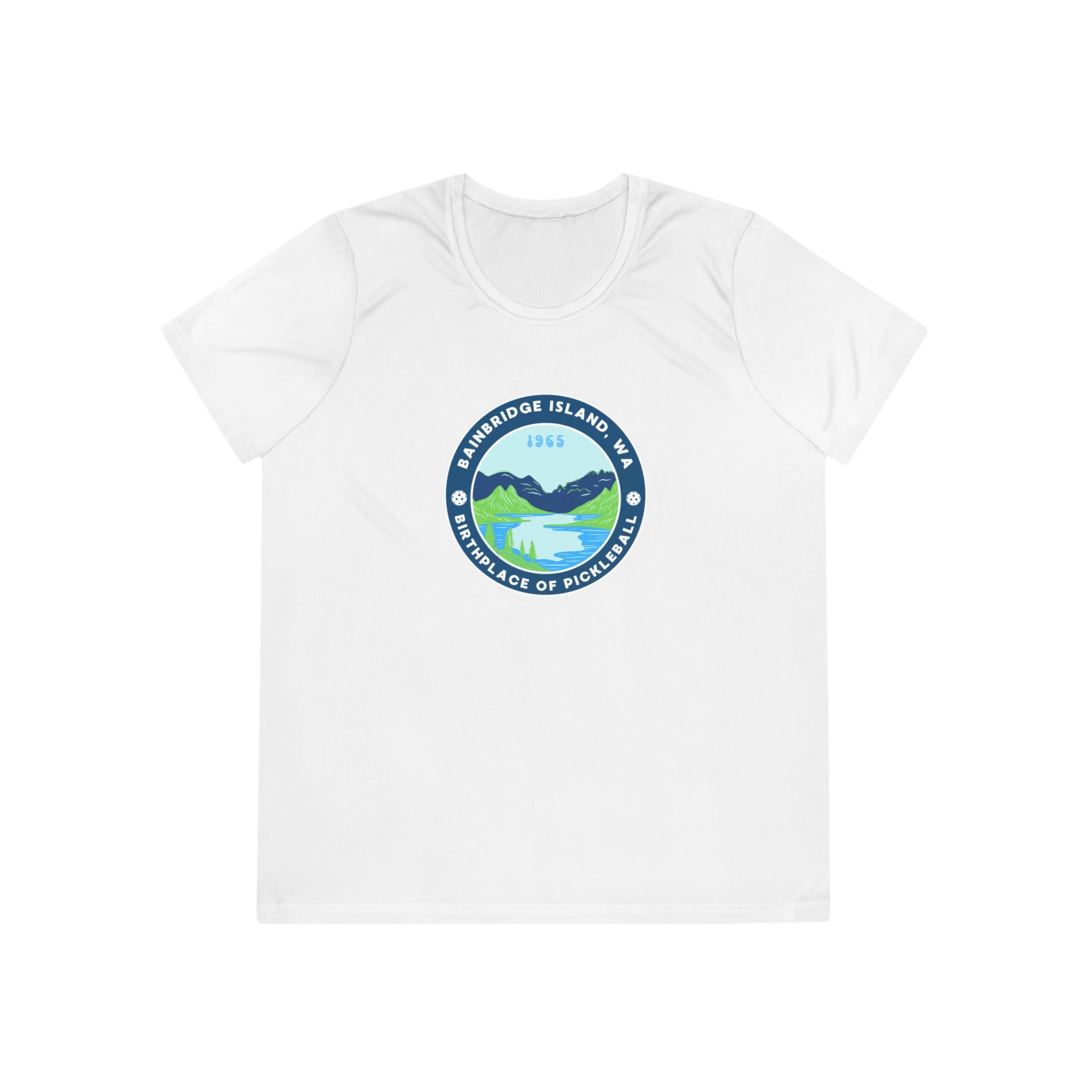 Women's Moisture Wicking Performance Semi-Fitted T-shirt | Bainbridge Island, WA the Birthplace of Pickleball Tee