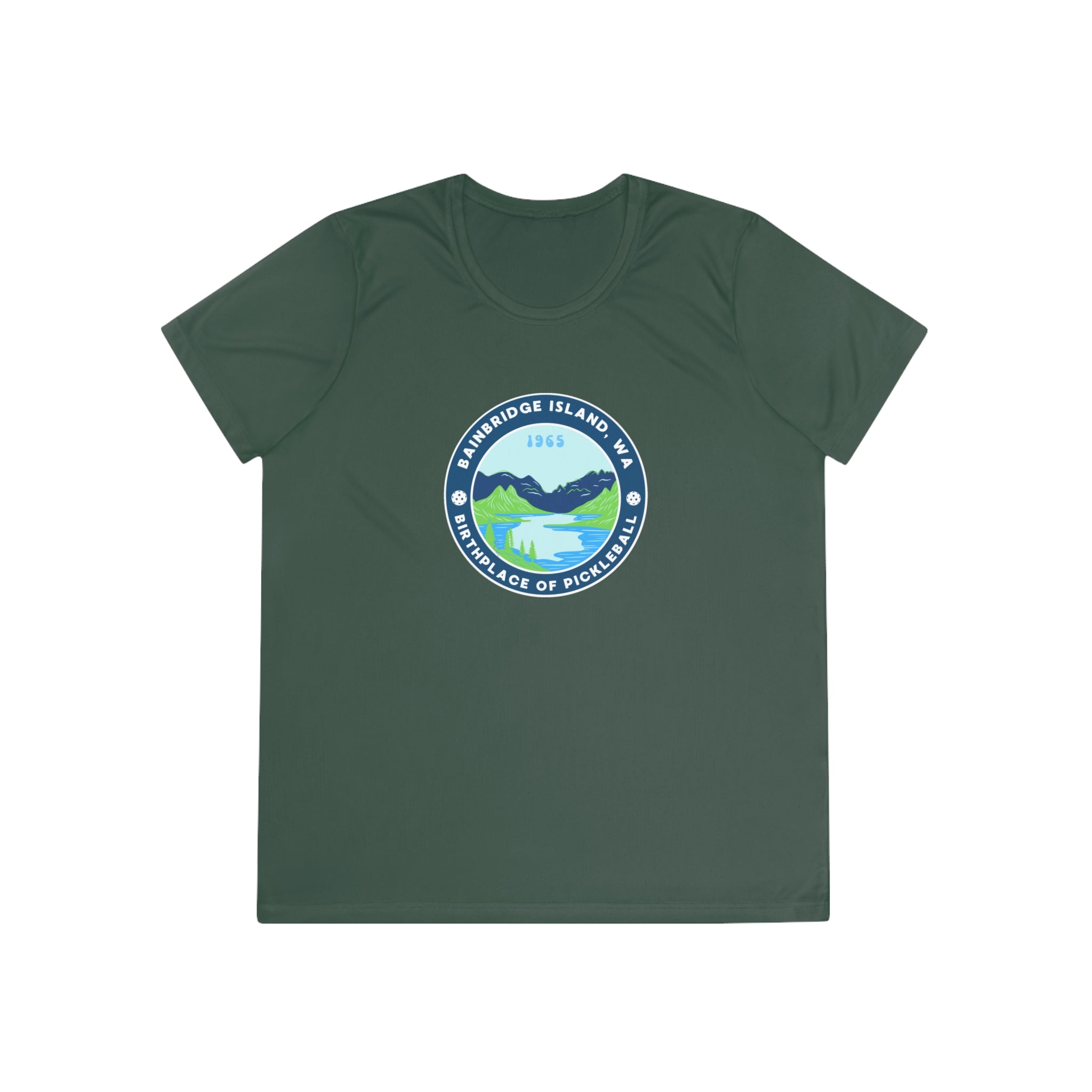 Women's Moisture Wicking Performance Semi-Fitted T-shirt | Bainbridge Island, WA the Birthplace of Pickleball Tee