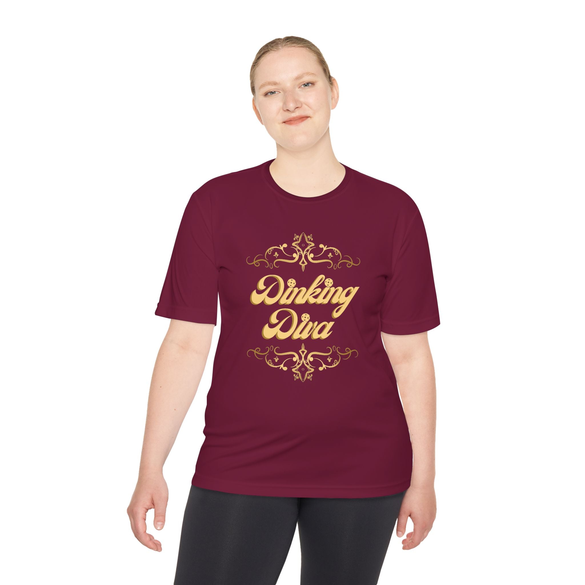 Pickleball Relaxed Fit, Moisture Wicking Performance T-Shirt | Dinking Diva (Gold) | Lightweight Activewear