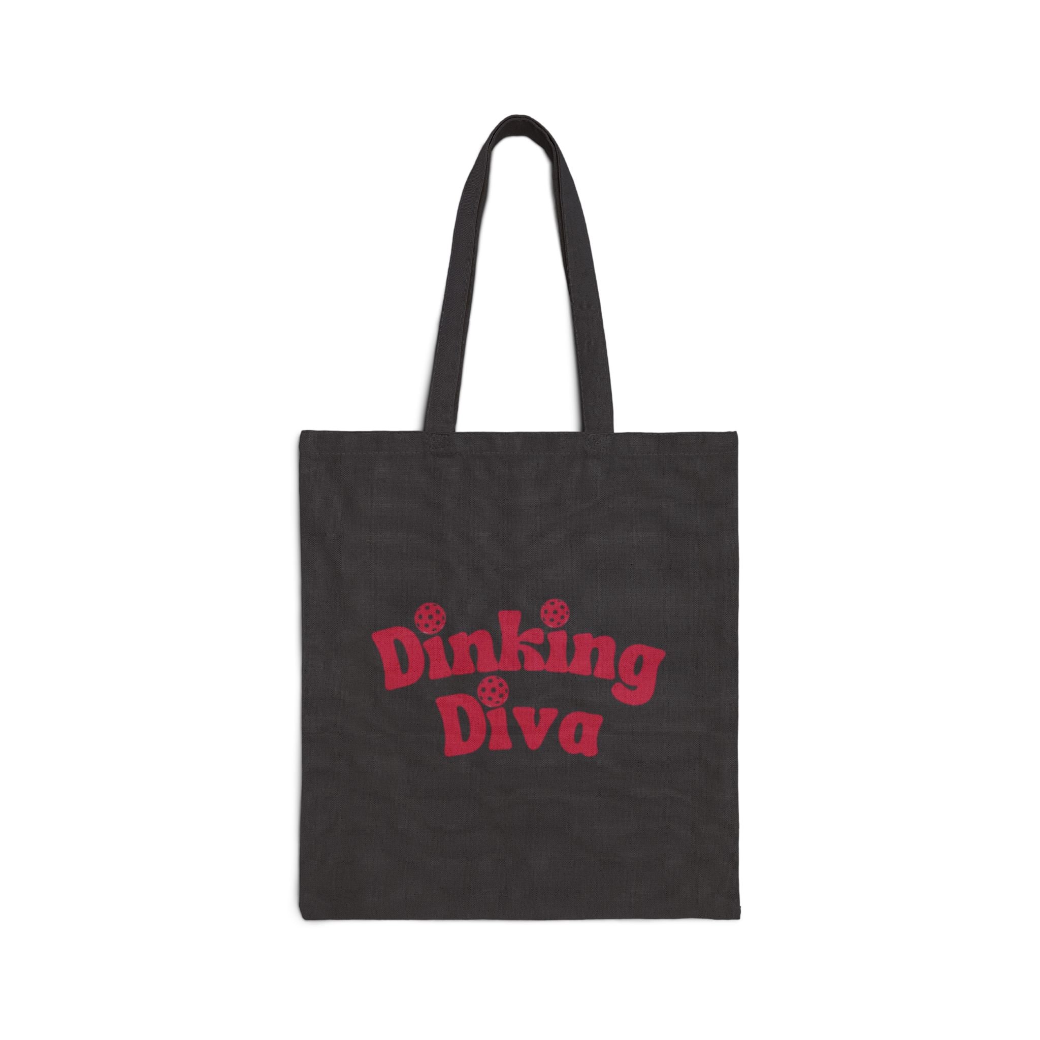 Pickleball Dinking Diva Canvas Tote for Gear & Gifts | Durable Black and Natural Cotton Shoulder Bags | Reusable Accessory