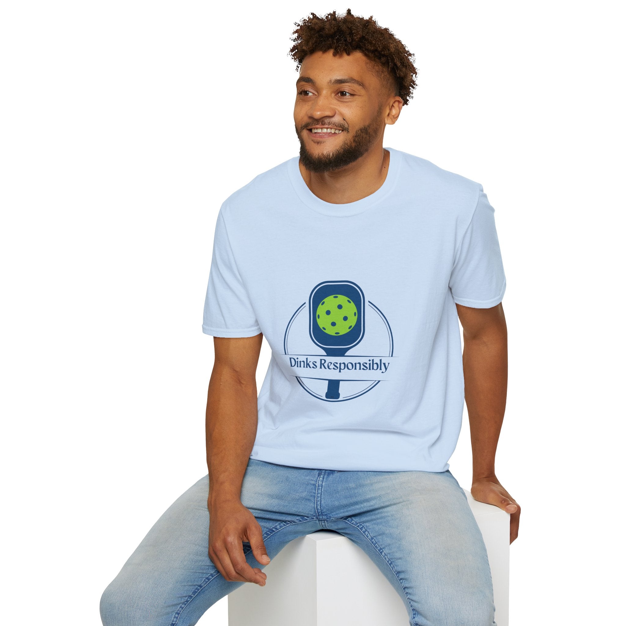 Dinks Responsibly Pickleball T-Shirt | Funny, Relaxed Fit, Unisex Softstyle Tee | Player Gift for Men & Women