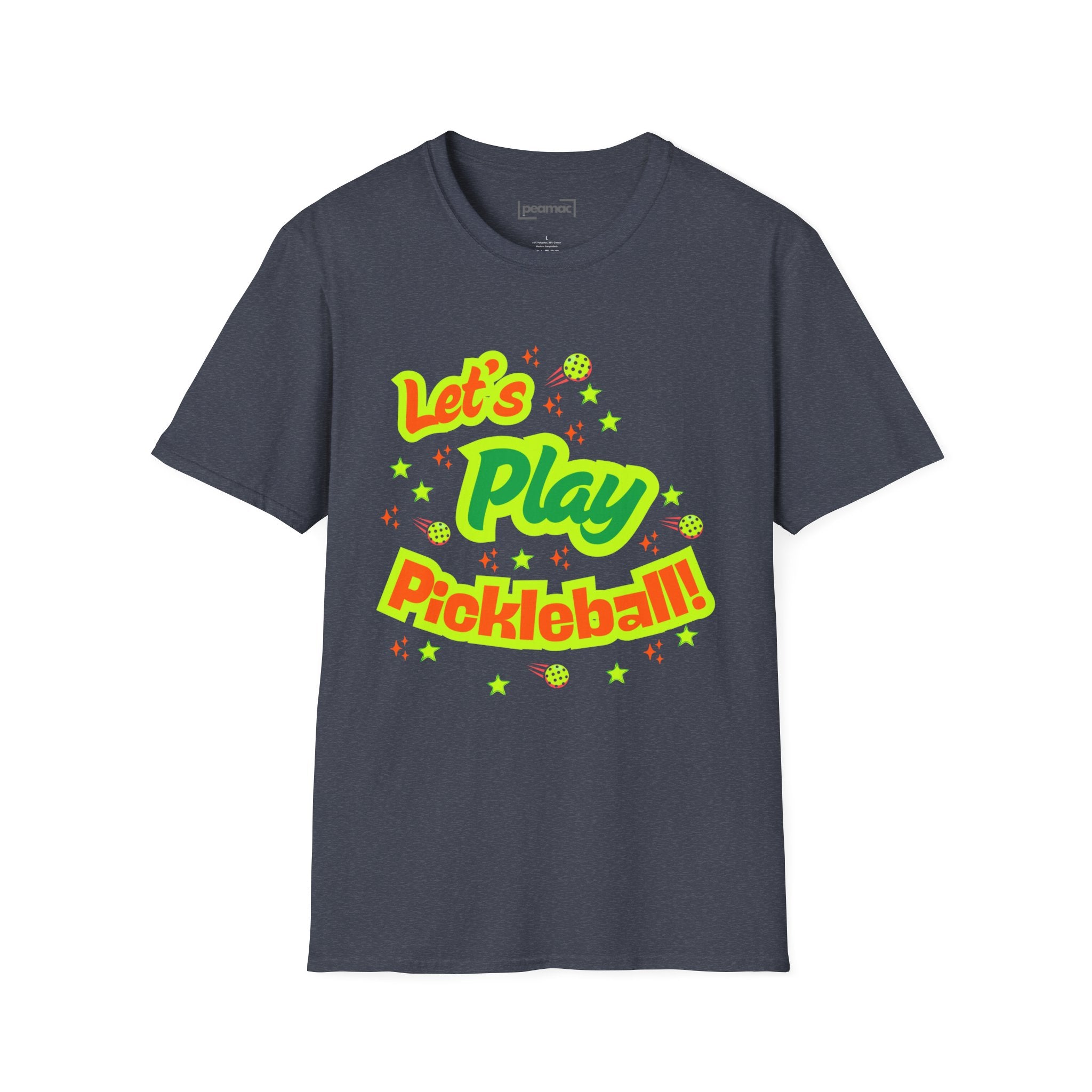 Neon Let's Play Pickleball! T-Shirt | Fun Unisex Cotton Tee | Vibrant Active Sport Graphic Shirt | Gift for Men & Women