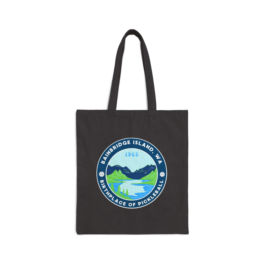 Birthplace of Pickleball, Bainbridge Island WA | Canvas Tote for Gear | Black & Natural Cotton Shoulder Bags Gift for Players