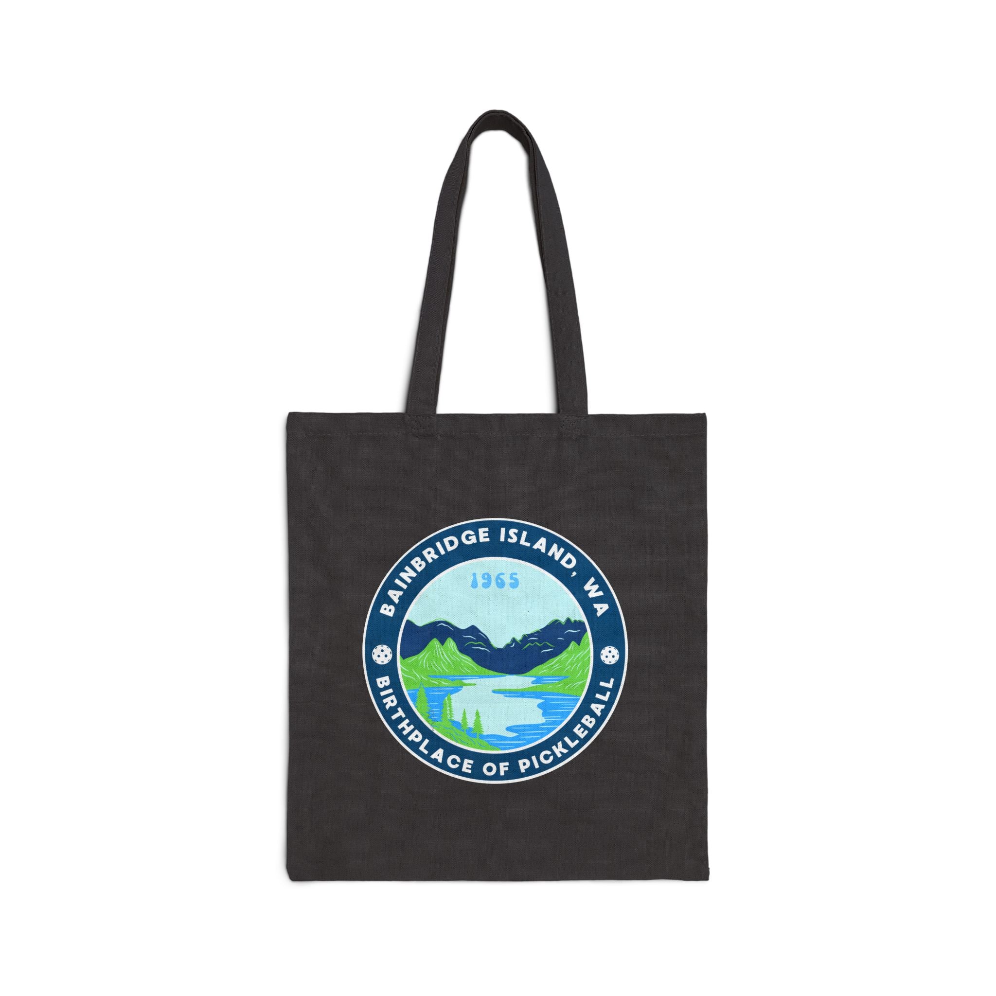 Birthplace of Pickleball, Bainbridge Island WA | Canvas Tote for Gear | Black & Natural Cotton Shoulder Bags Gift for Players