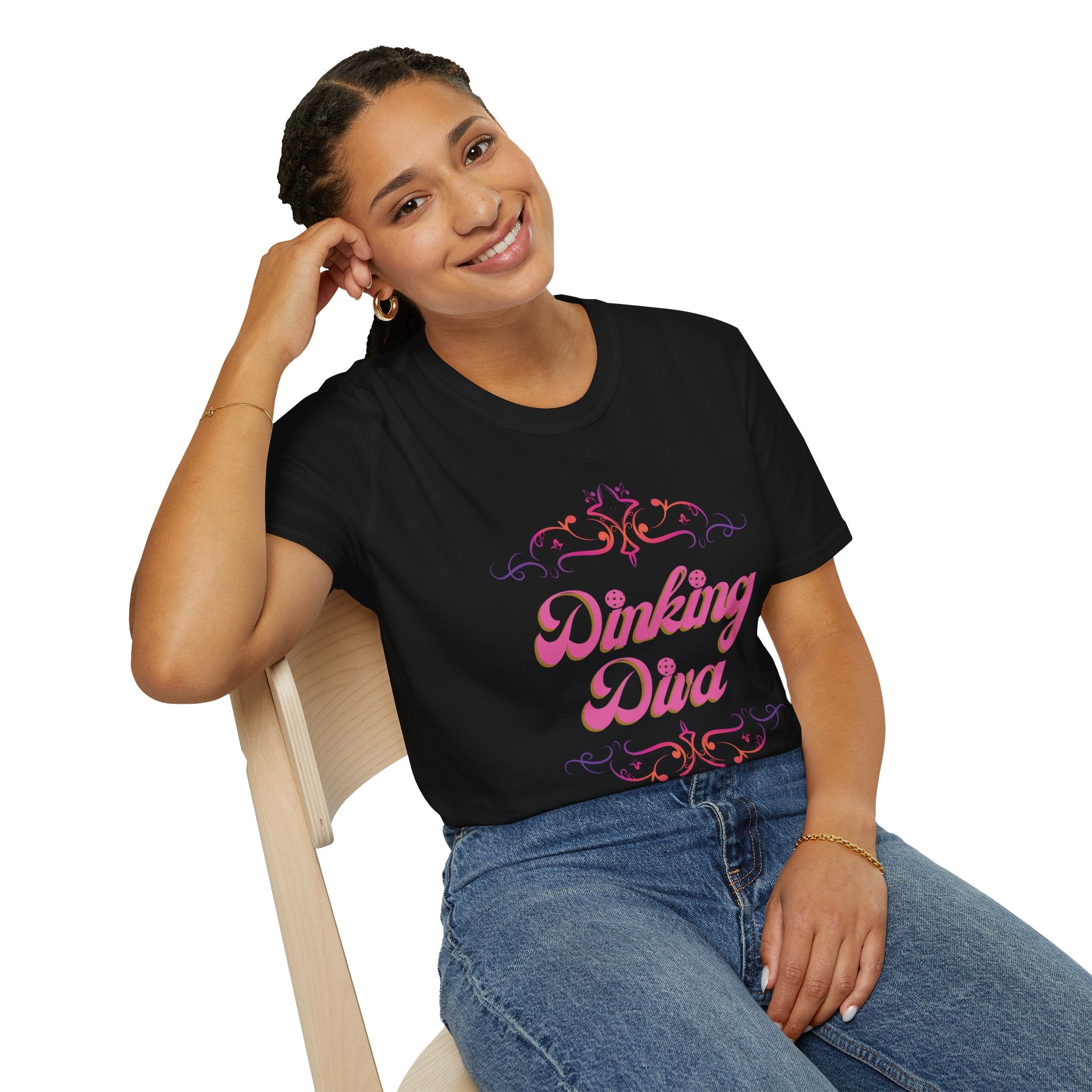 Relaxed Fit, Dinking Diva (Pink) Pickleball T-Shirt | Lightweight Activewear | Gift for Women