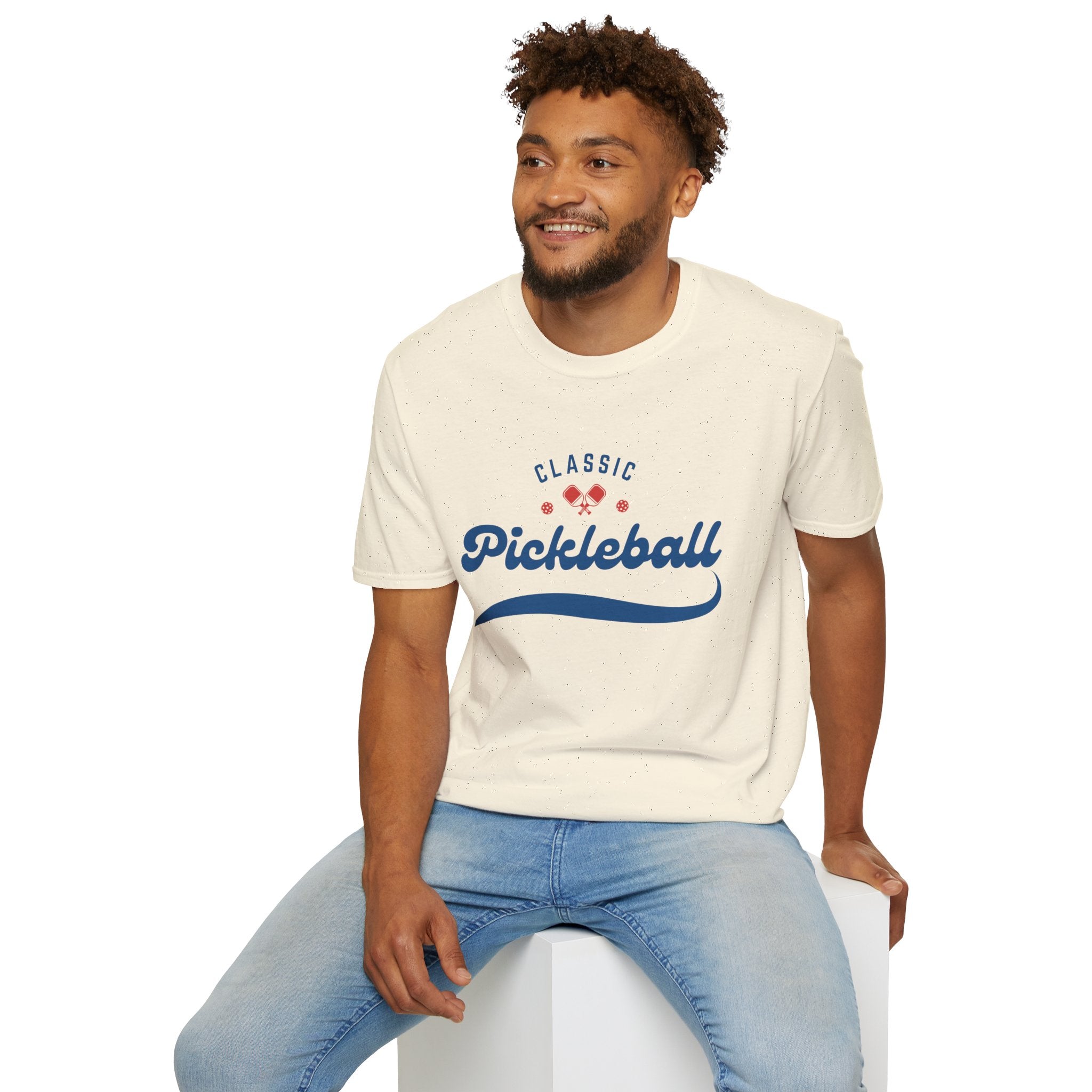 Unisex Classic Red And Blue Retro Pickleball T-Shirt | Relaxed Fit, Soft & Comfy Tee | Lightweight Activewear | Player Gift