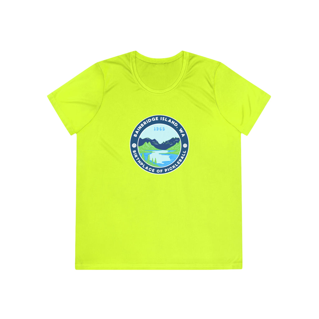 Women's Moisture Wicking Performance Semi-Fitted T-shirt | Bainbridge Island, WA the Birthplace of Pickleball Tee