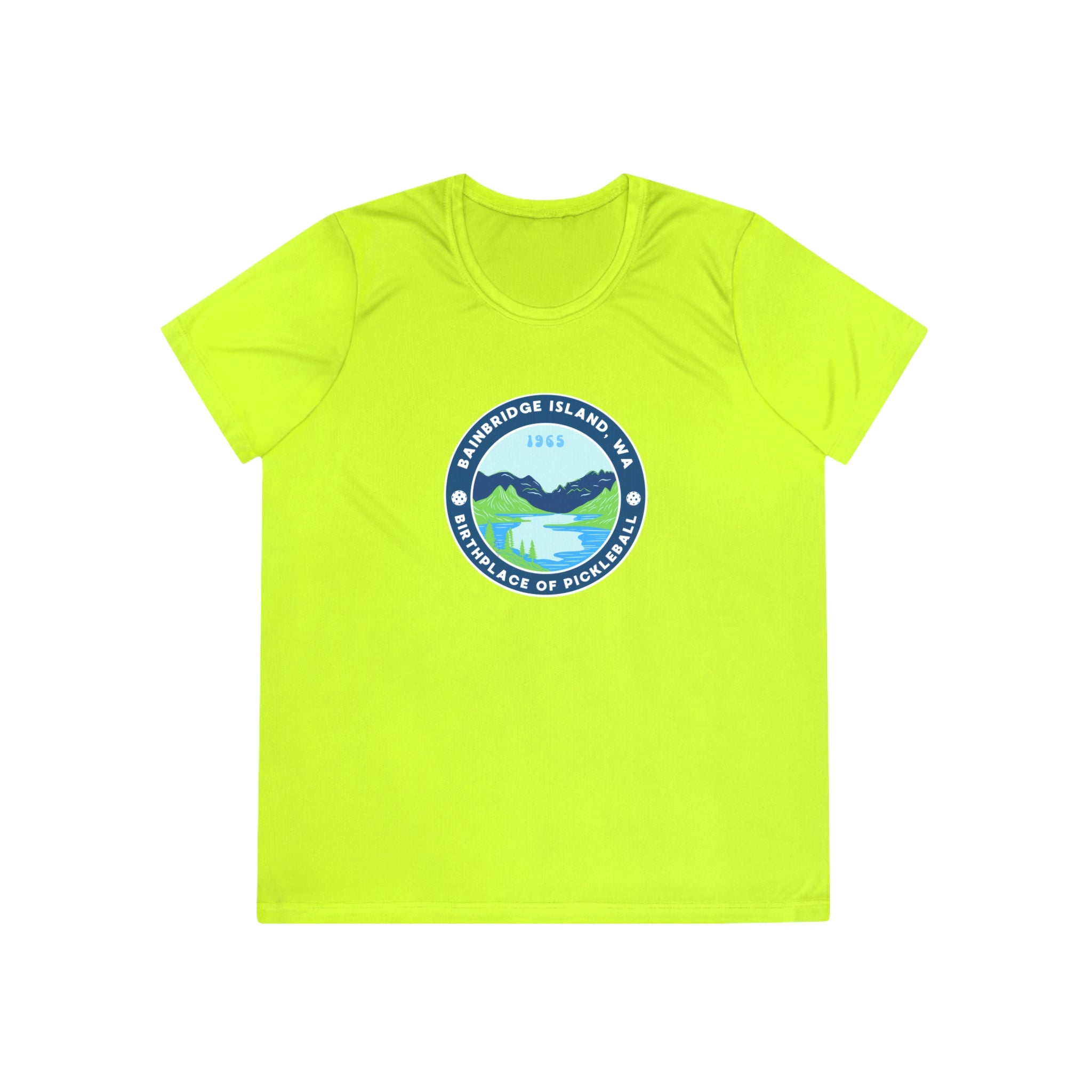 Women's Moisture Wicking Performance Semi-Fitted T-shirt | Bainbridge Island, WA the Birthplace of Pickleball Tee