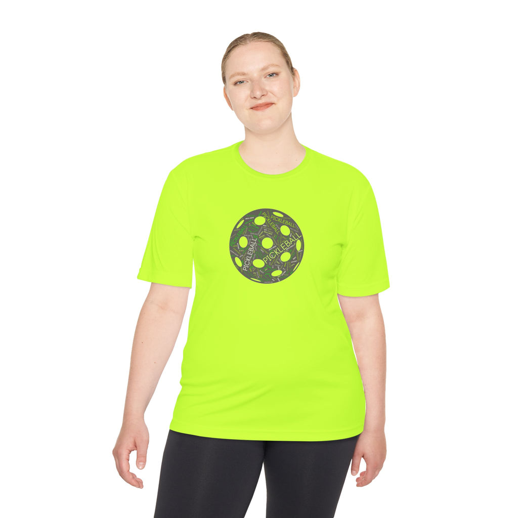 Moisture Wicking Performance Pickleball Word Cloud T-Shirt, Fun Graphic Tee with Pickleball Terms: Dink, Pickle, Kitchen
