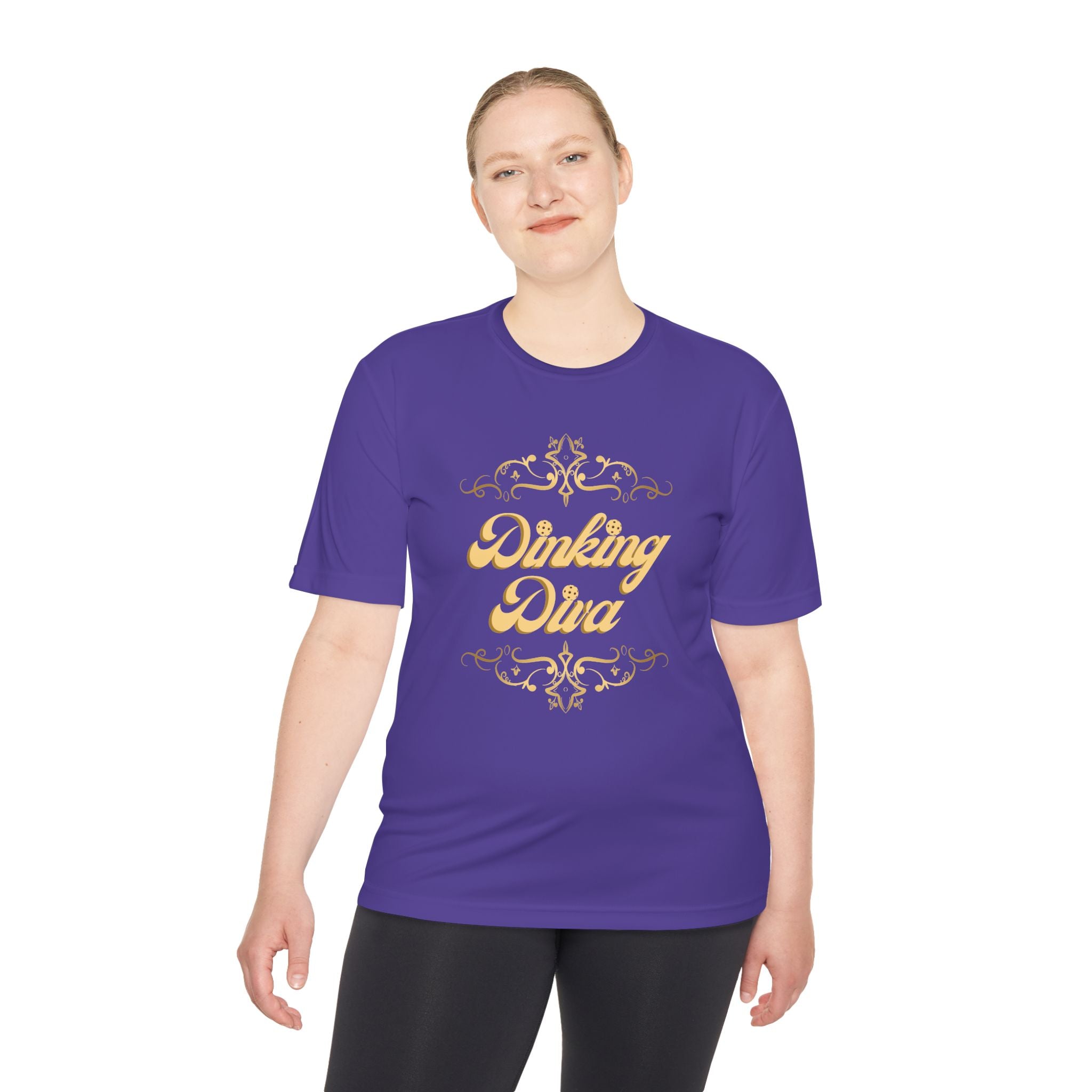 Pickleball Relaxed Fit, Moisture Wicking Performance T-Shirt | Dinking Diva (Gold) | Lightweight Activewear