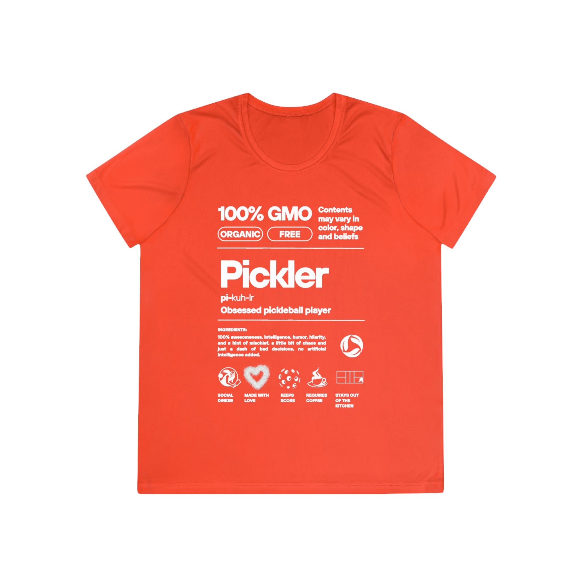 Women's Pickler Funny Definitions Tee | Moisture Wicking Performance T-Shirt | Lightweight Activewear | Gift for Players