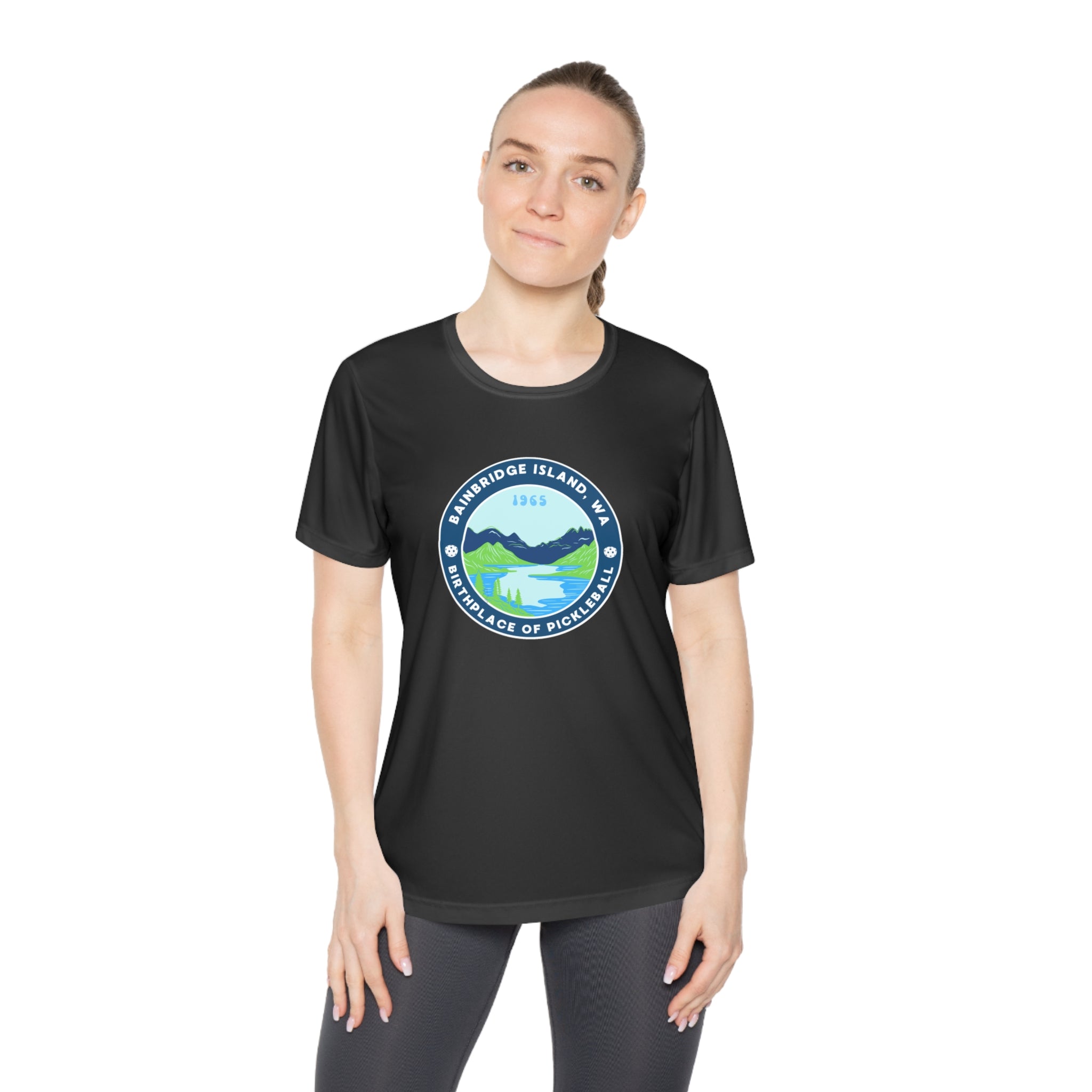 Women's Moisture Wicking Performance Semi-Fitted T-shirt | Bainbridge Island, WA the Birthplace of Pickleball Tee