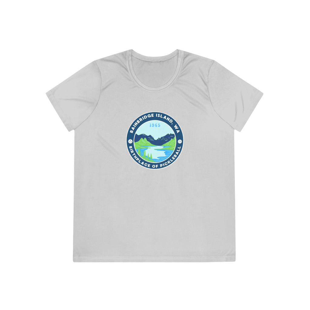 Women's Moisture Wicking Performance Semi-Fitted T-shirt | Bainbridge Island, WA the Birthplace of Pickleball Tee