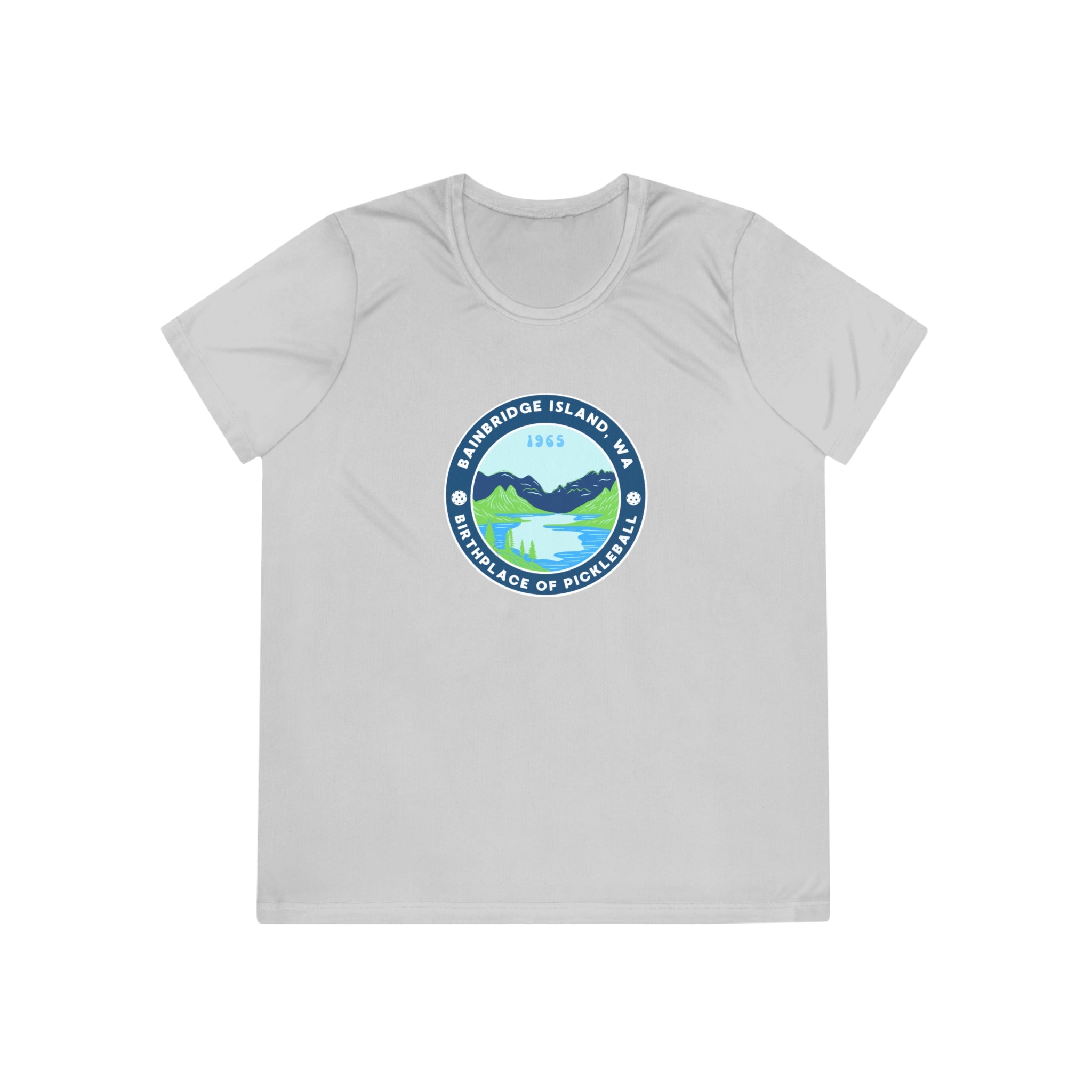 Women's Moisture Wicking Performance Semi-Fitted T-shirt | Bainbridge Island, WA the Birthplace of Pickleball Tee