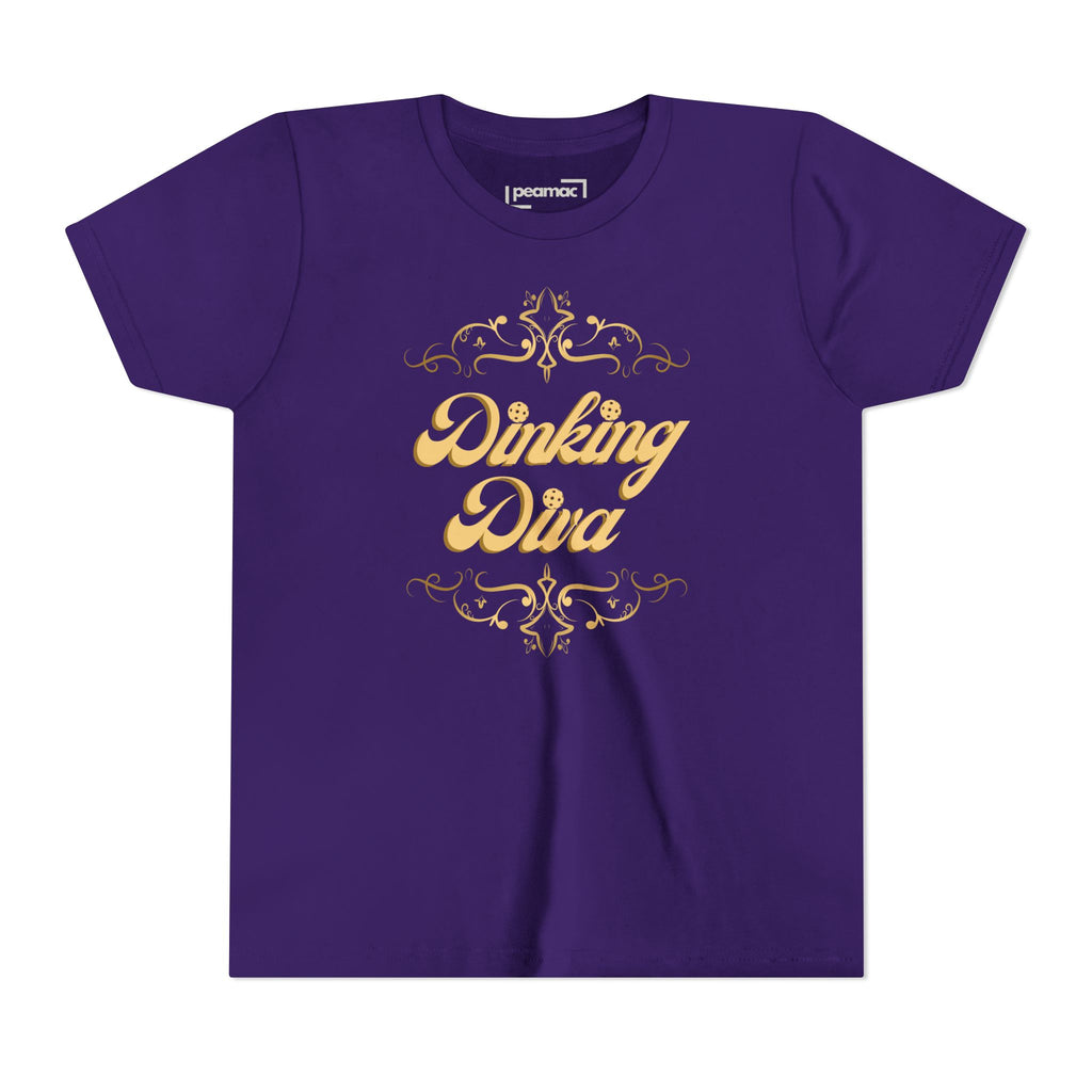 Youth Gold Dinking Diva T-Shirt | Fun Kids Tee For Pickleball, Parties, Birthdays, And Everyday Wear | Gift For Girls
