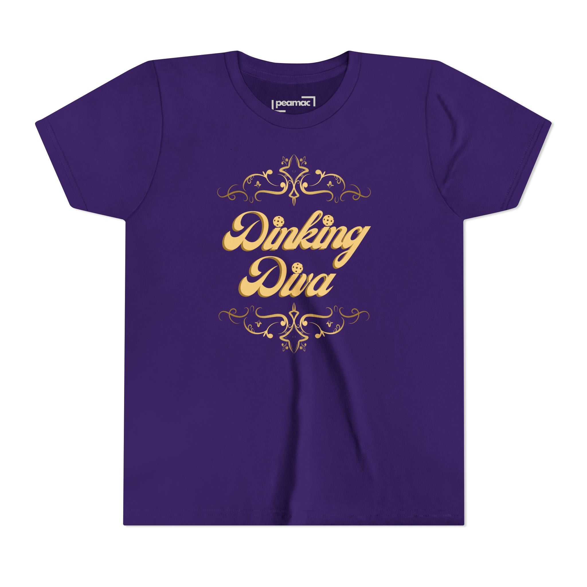 Youth Gold Dinking Diva T-Shirt | Fun Kids Tee For Pickleball, Parties, Birthdays, And Everyday Wear | Gift For Girls