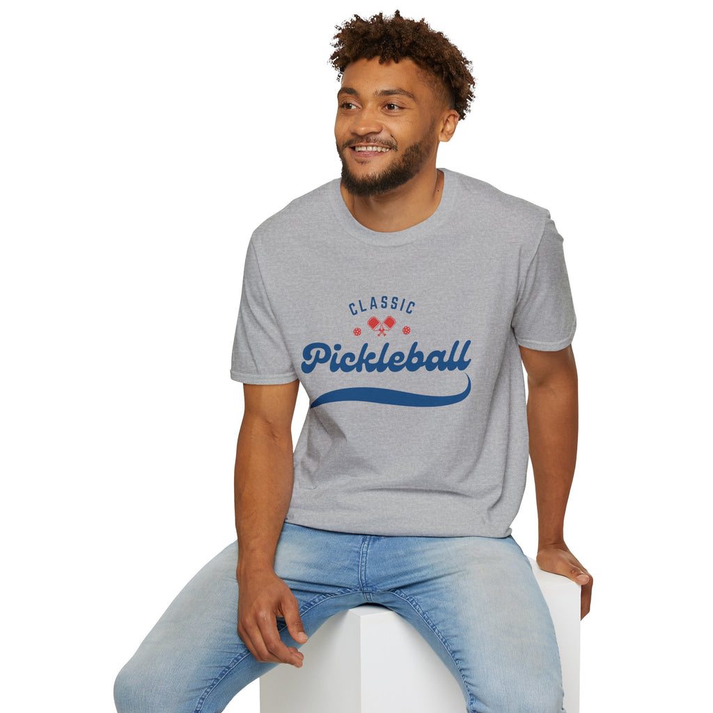 Unisex Classic Red And Blue Retro Pickleball T-Shirt | Relaxed Fit, Soft & Comfy Tee | Lightweight Activewear | Player Gift