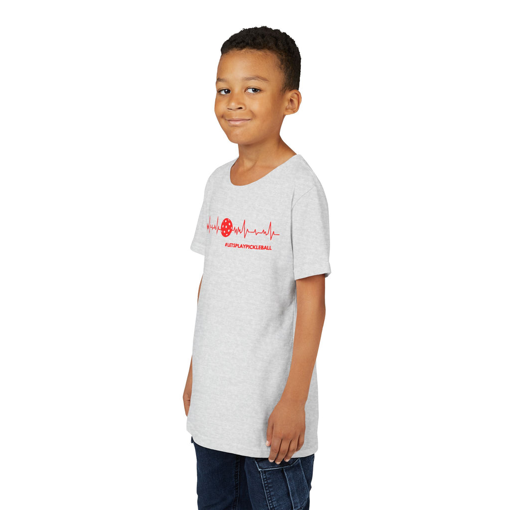 Youth Pickleball T-shirt | Heartbeat #LetsPlayPickleball Shirt  | Kids Sports Tee for Boys & Girls | Soft & Comfy