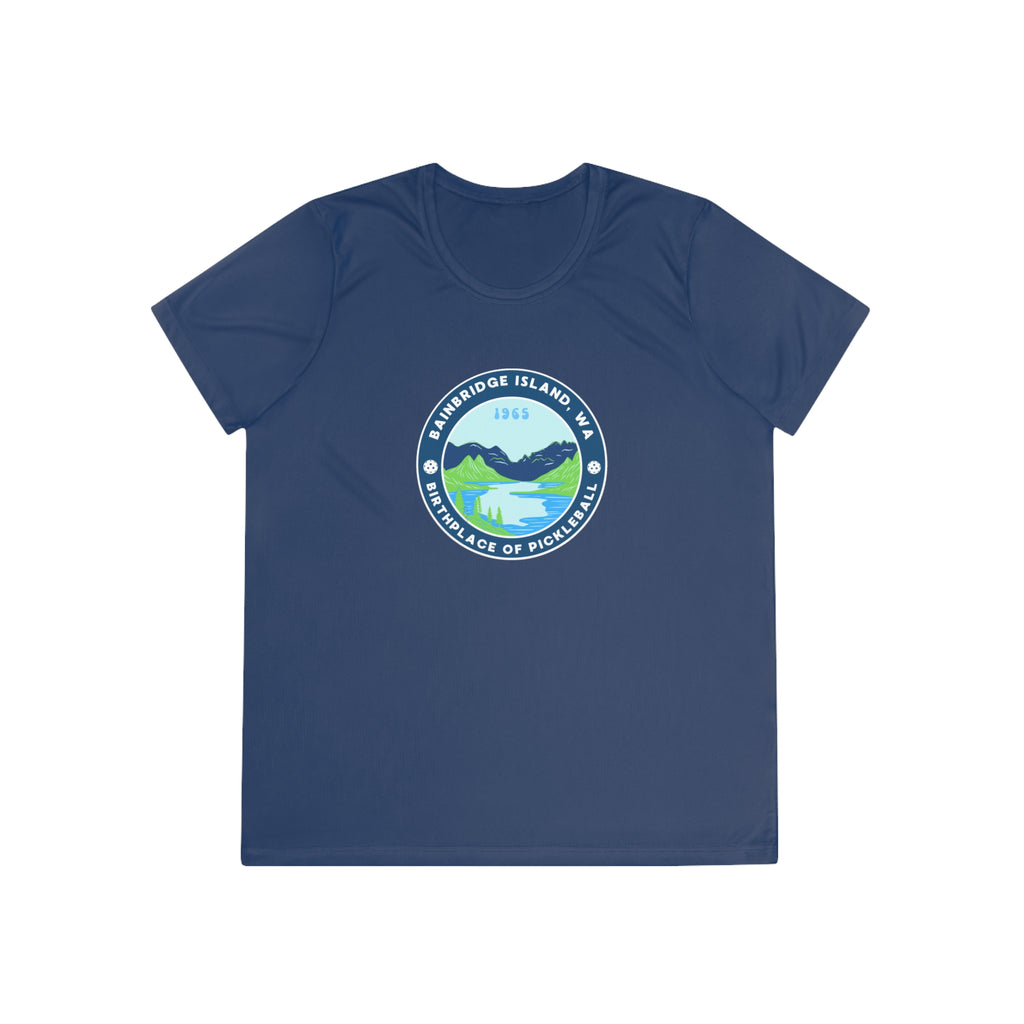 Women's Moisture Wicking Performance Semi-Fitted T-shirt | Bainbridge Island, WA the Birthplace of Pickleball Tee