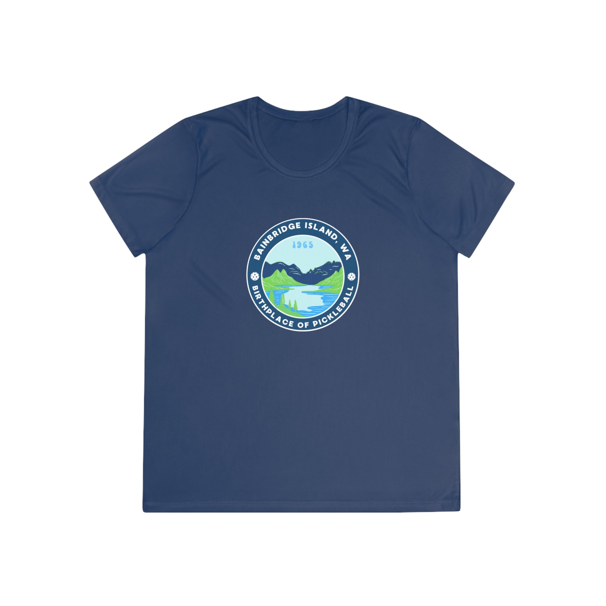 Women's Moisture Wicking Performance Semi-Fitted T-shirt | Bainbridge Island, WA the Birthplace of Pickleball Tee