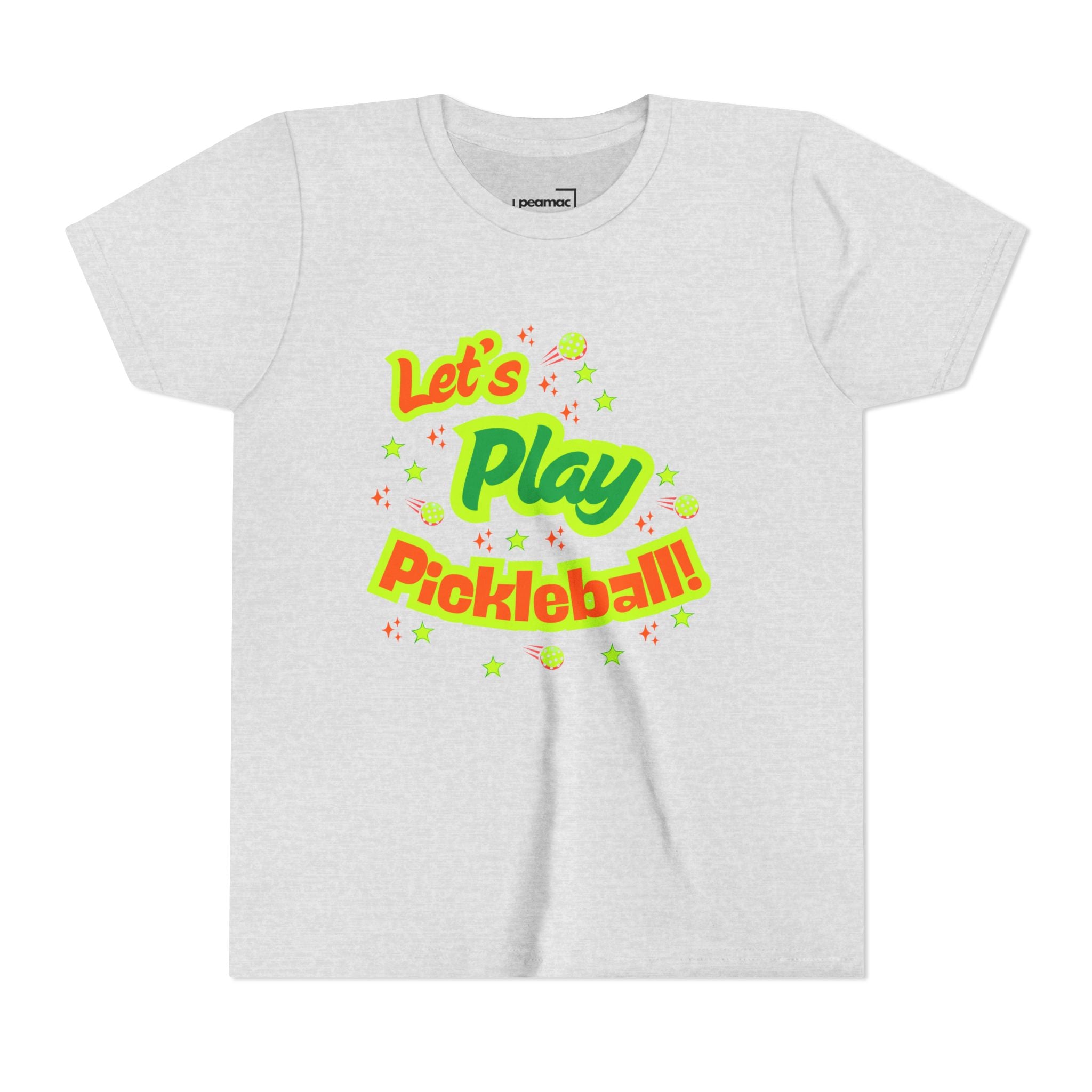 Youth Let’s Play Pickleball  Fun Neon Sports T-shirt for Kids  Colorful Pickleball Shirt for Boys & Girls, Soft & Comfy