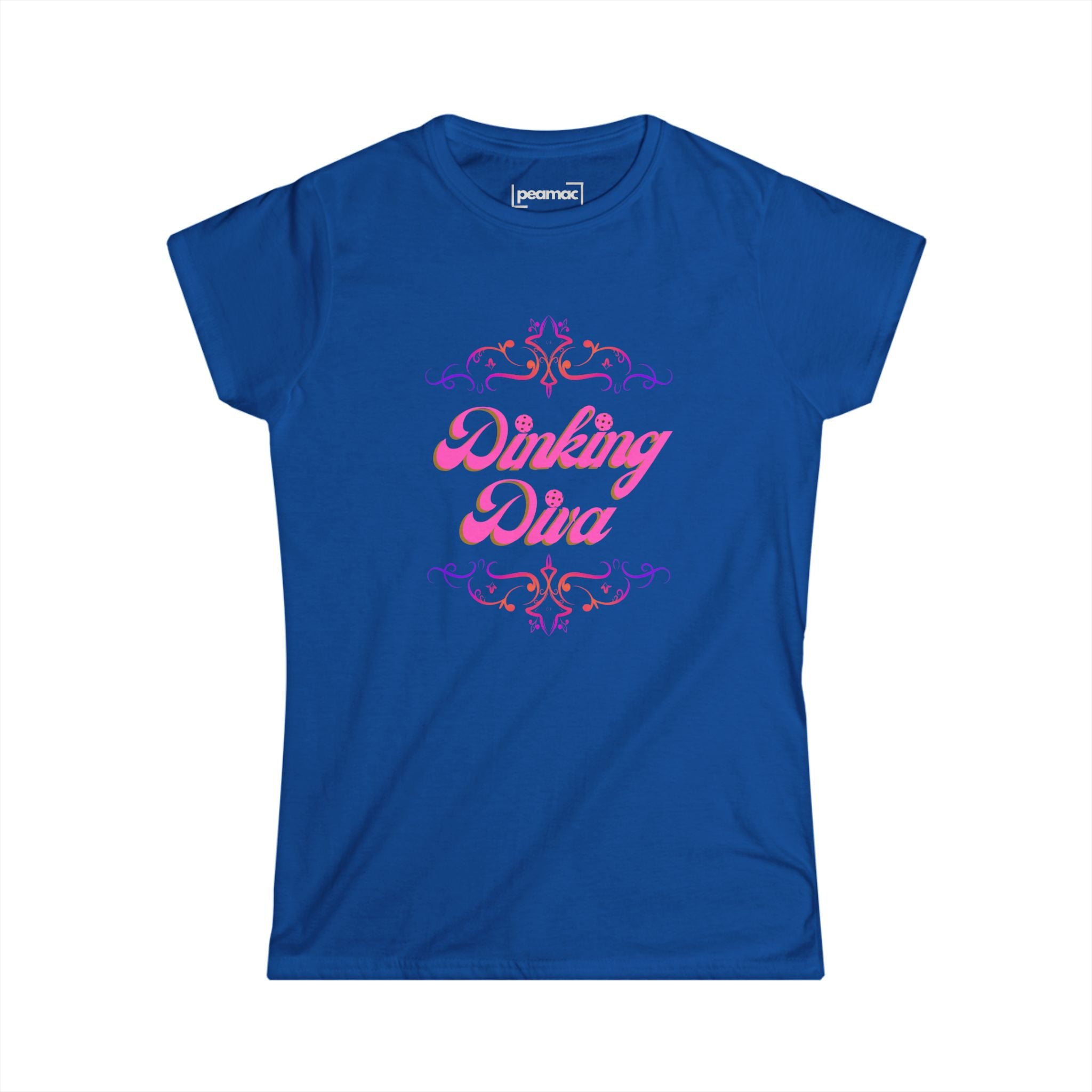 Dinking Diva in Elegant Pink Text Design Pickleball T-Shirt | Sophisticated Women's Tee | Filigree Border Shirt, Graphic Top