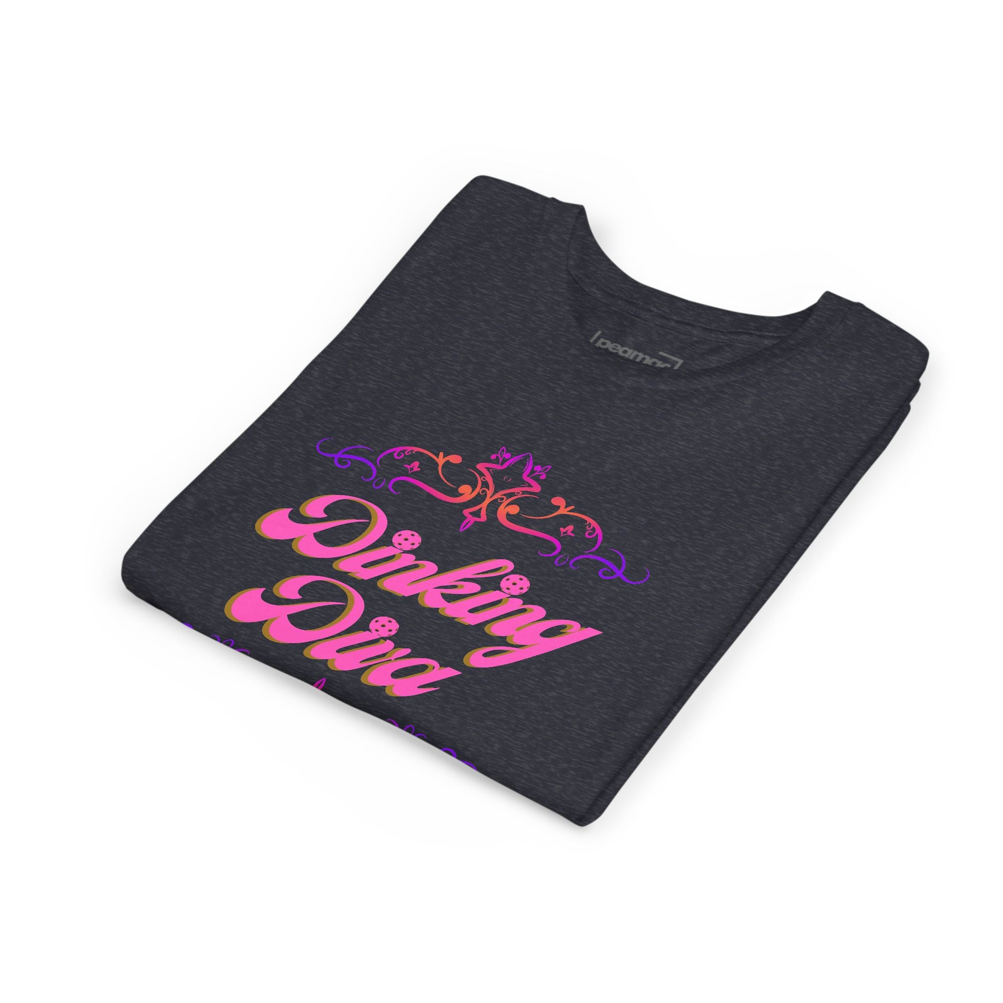 Dinking Diva Fun Youth Kids T-Shirt for Pickleball, Parties, Birthdays, and Everyday Wear, Pink Lettering, Gift for Girls