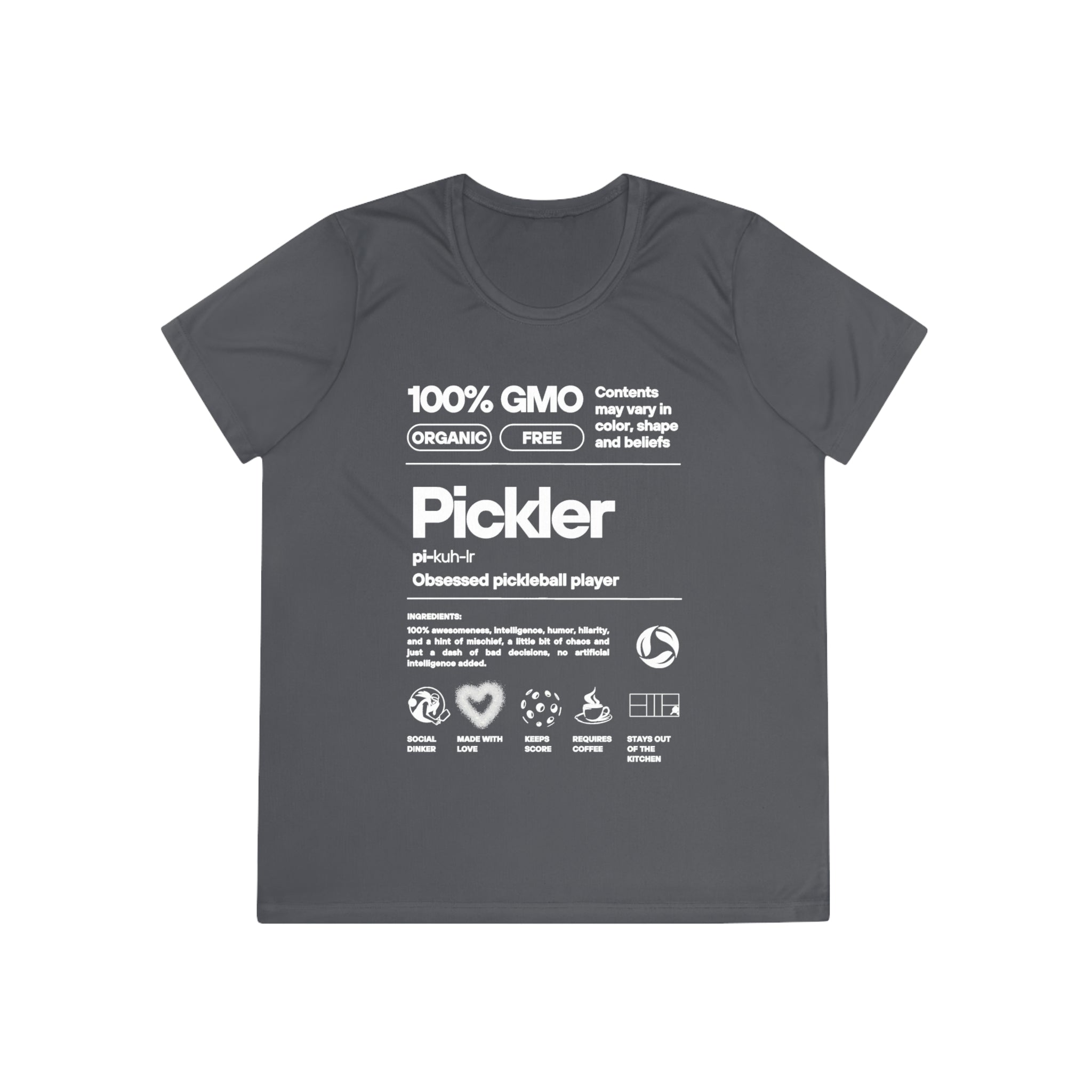 Women's Pickler Funny Definitions Tee | Moisture Wicking Performance T-Shirt | Lightweight Activewear | Gift for Players