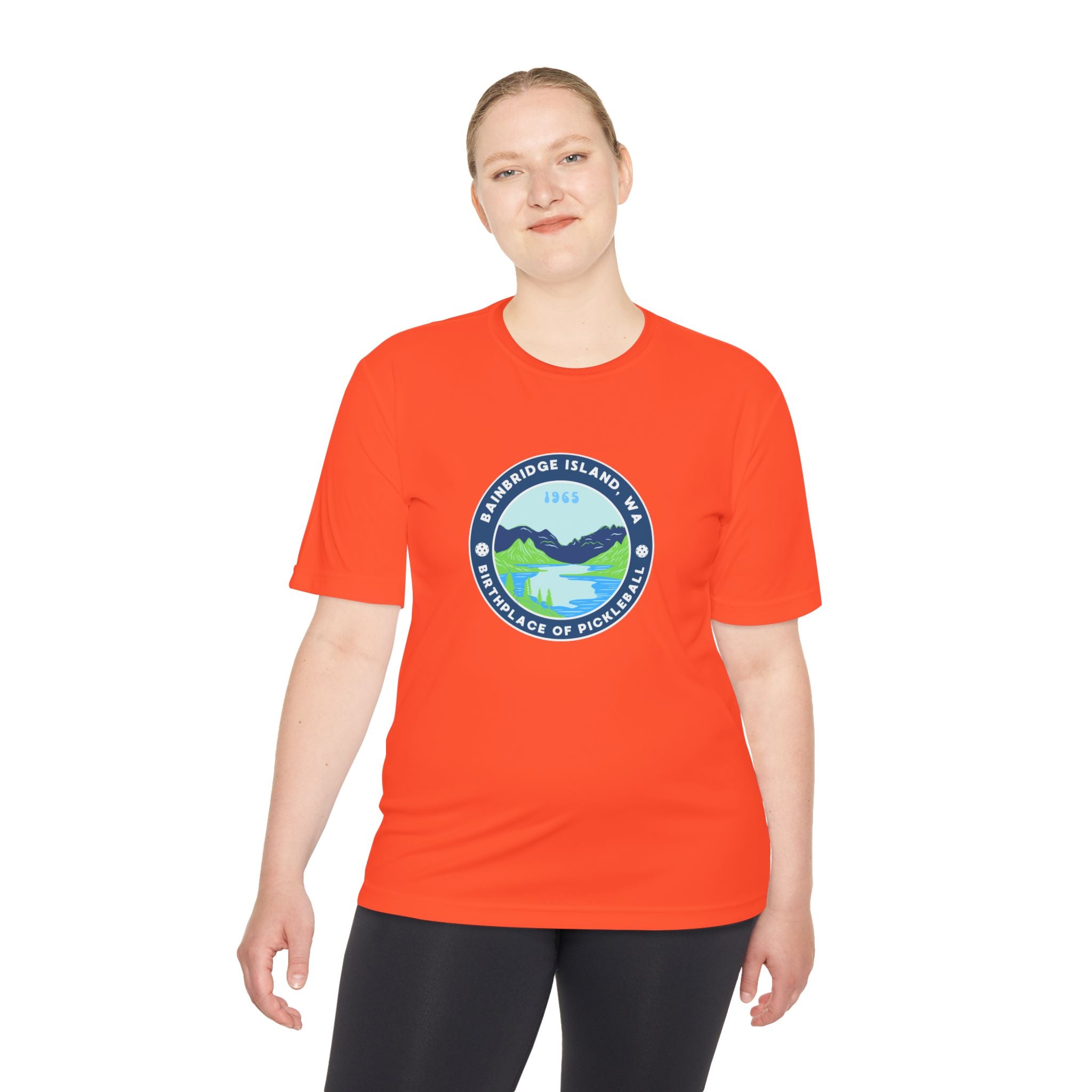 Bainbridge Island WA Birthplace of Pickleball T-Shirt | Moisture Wicking Unisex Tee for Men & Women | Gift for Players