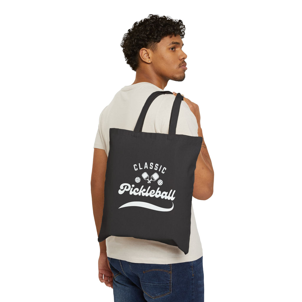 Pickleball Classic Canvas Tote for Gear & Gifts | Durable Black Cotton Shoulder Bag | Reusable Court & Travel Accessory