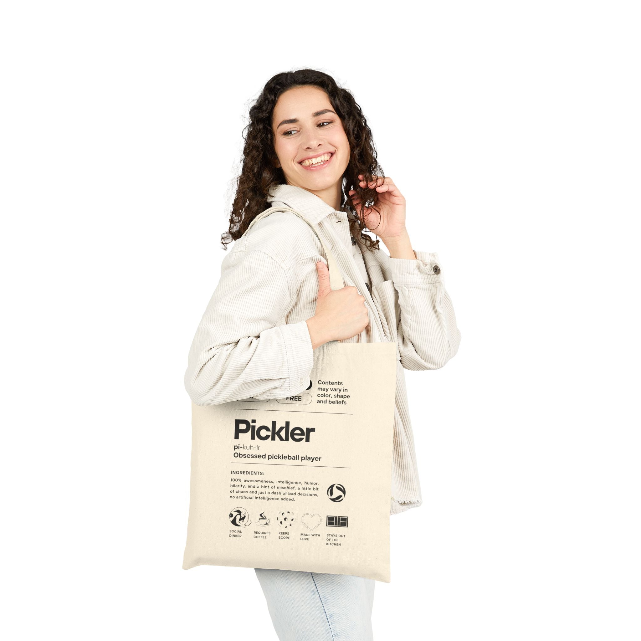 The Pickler Tote Bag | Funny "100% GMO-Free" Cotton Canvas Reusable Bag | Obsessed Pickleball Player Gift | 2 Color Options