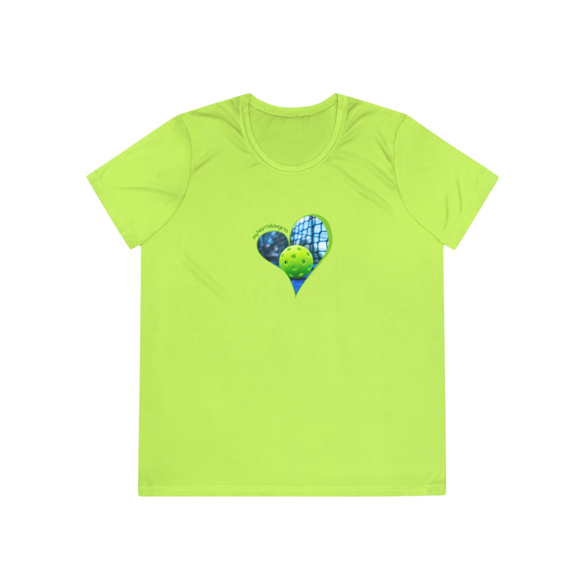 Moisture Wicking Performance Tee, My Heart Belongs To Pickleball Women's T-Shirt, Lightweight Activewear