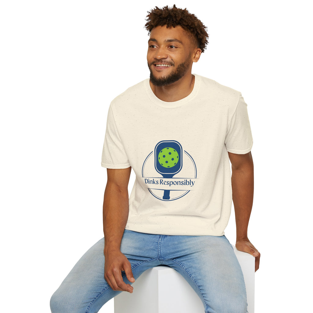 Dinks Responsibly Pickleball T-Shirt | Funny, Relaxed Fit, Unisex Softstyle Tee | Player Gift for Men & Women