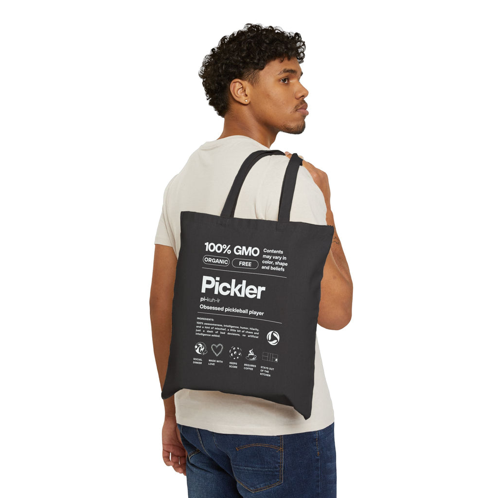 The Pickler Tote Bag | Funny "100% GMO-Free" Cotton Canvas Reusable Bag | Obsessed Pickleball Player Gift | 2 Color Options