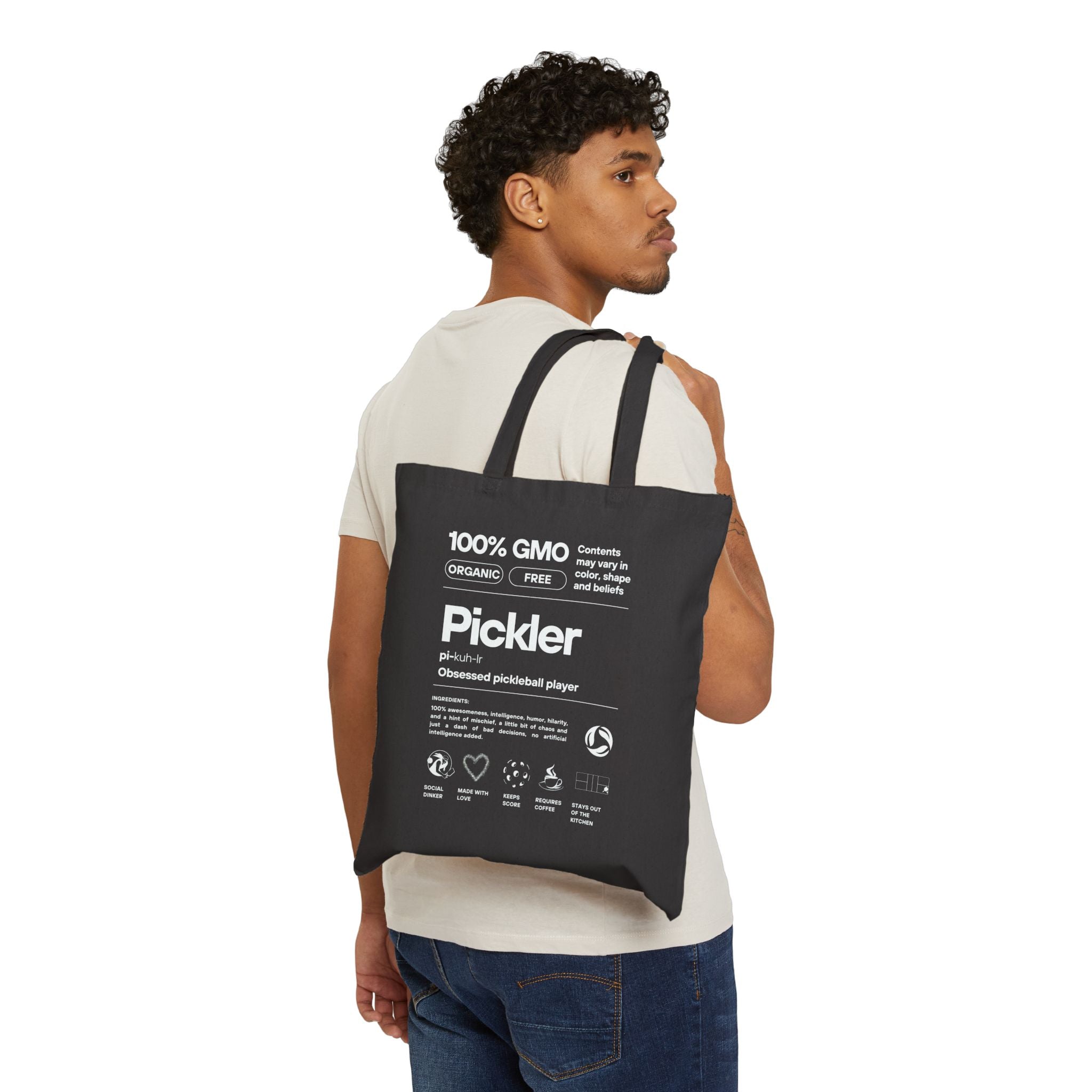 The Pickler Tote Bag | Funny "100% GMO-Free" Cotton Canvas Reusable Bag | Obsessed Pickleball Player Gift | 2 Color Options