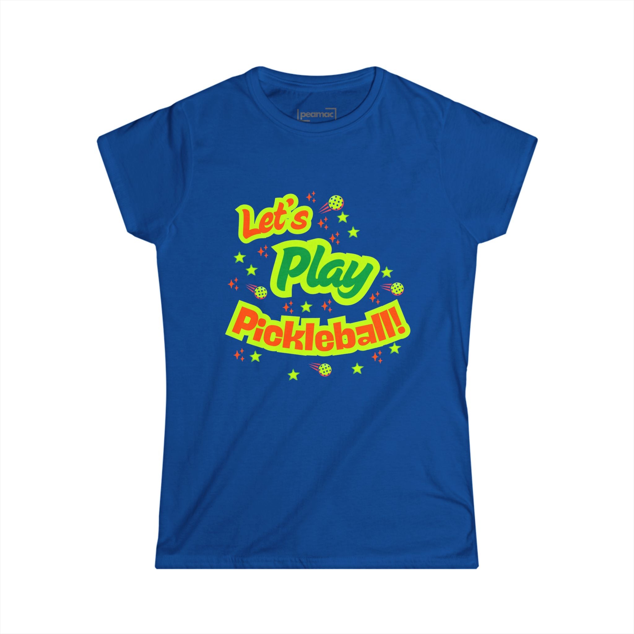 Women's Neon Let's Play Pickleball T-Shirt |  | Soft & Comfy Cotton Tee | Vibrant Active Sport Graphic Shirt | Player Gift