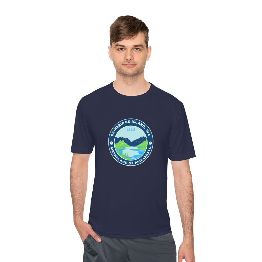 Bainbridge Island WA Birthplace of Pickleball T-Shirt | Moisture Wicking Unisex Tee for Men & Women | Gift for Players